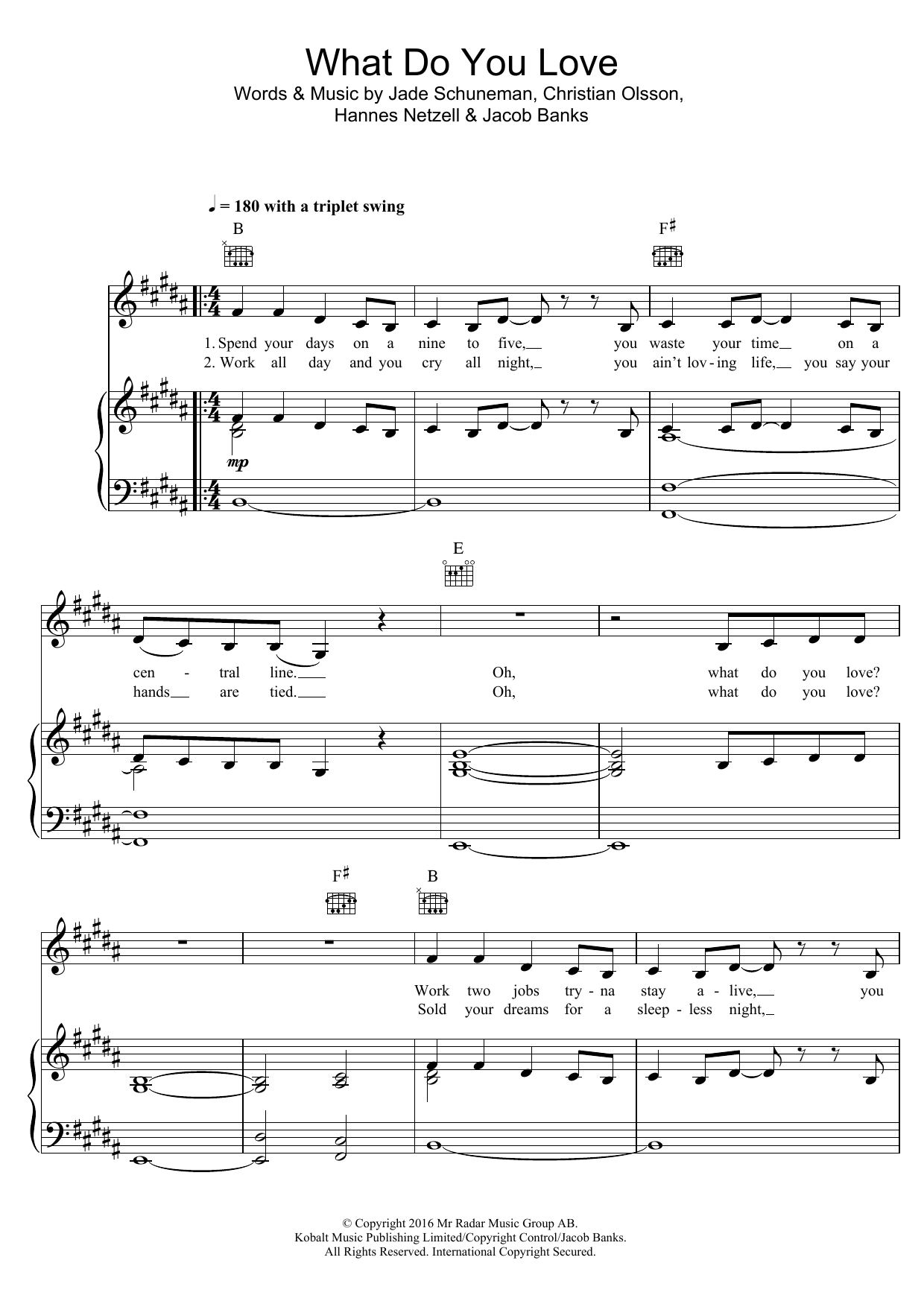 Seeb What Do You Love (featuring Jacob Banks) Sheet Music Notes & Chords for Piano, Vocal & Guitar (Right-Hand Melody) - Download or Print PDF