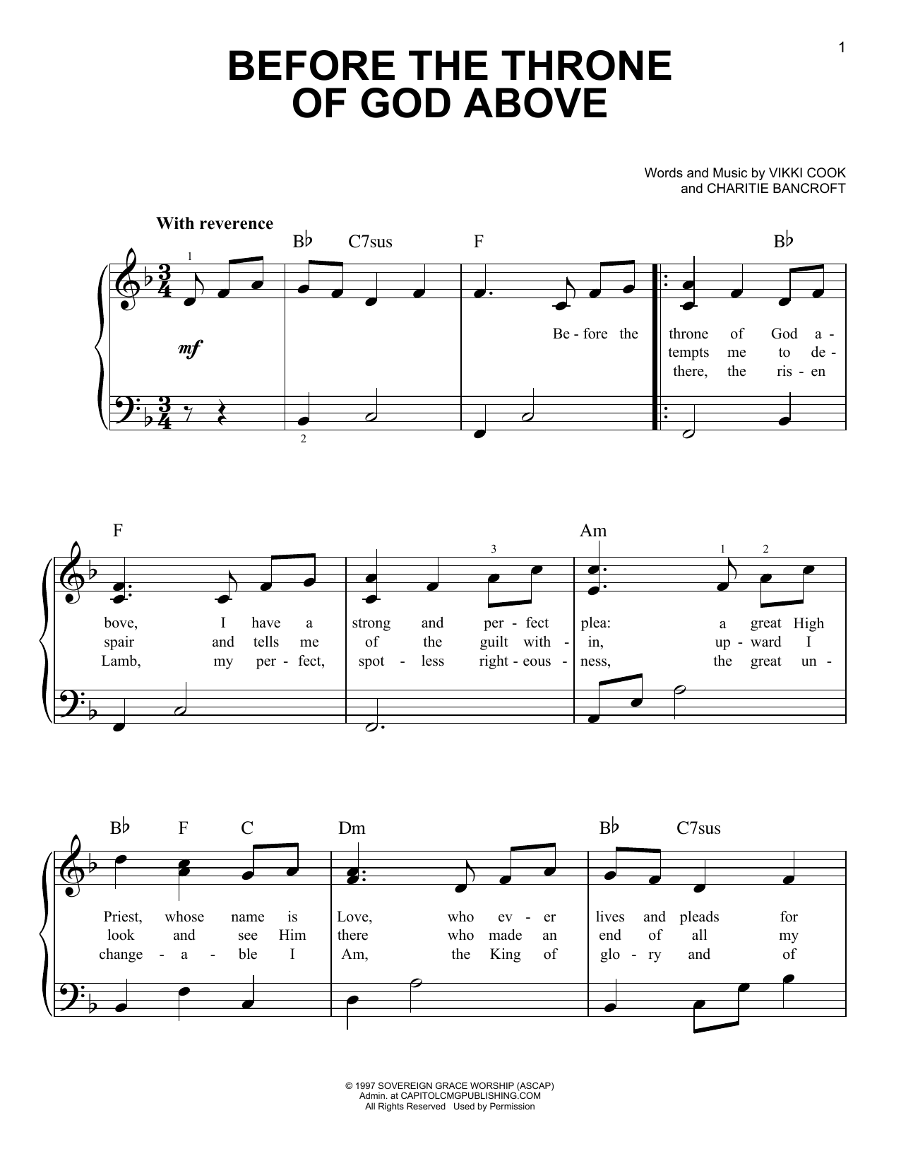 Selah Before The Throne Of God Above Sheet Music Notes & Chords for Easy Piano - Download or Print PDF