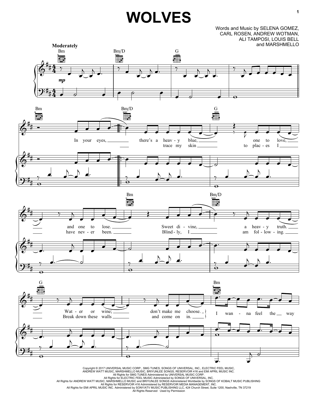 Selena Gomez & Marshmello Wolves Sheet Music Notes & Chords for Easy Piano - Download or Print PDF
