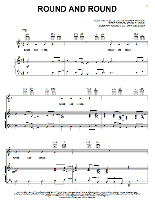 Selena Gomez & The Scene Round And Round Sheet Music Notes & Chords for Piano, Vocal & Guitar (Right-Hand Melody) - Download or Print PDF