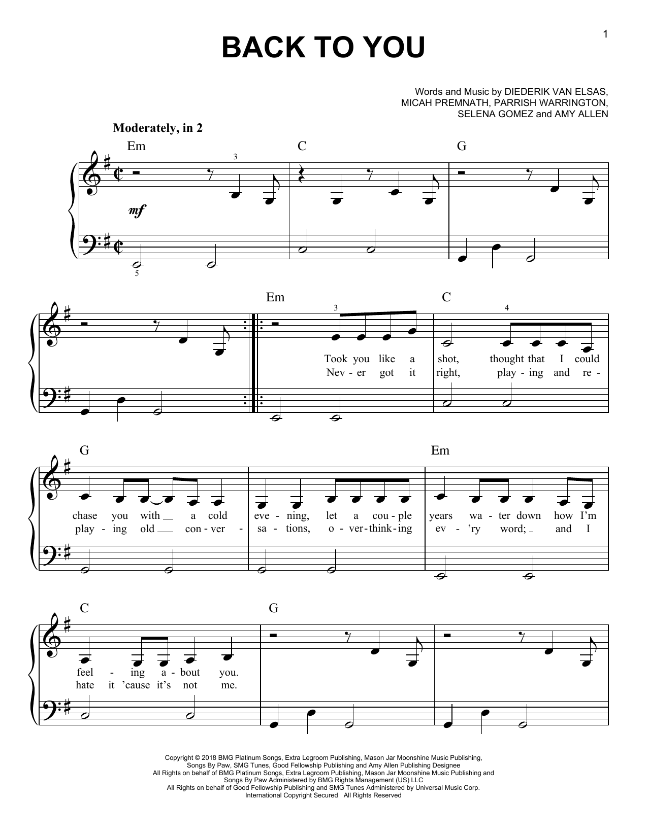 Selena Gomez Back To You (from 13 Reasons Why) Sheet Music Notes & Chords for Ukulele - Download or Print PDF