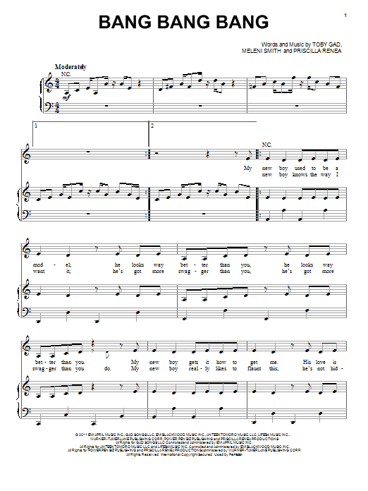 Selena Gomez Bang Bang Bang Sheet Music Notes & Chords for Piano, Vocal & Guitar (Right-Hand Melody) - Download or Print PDF