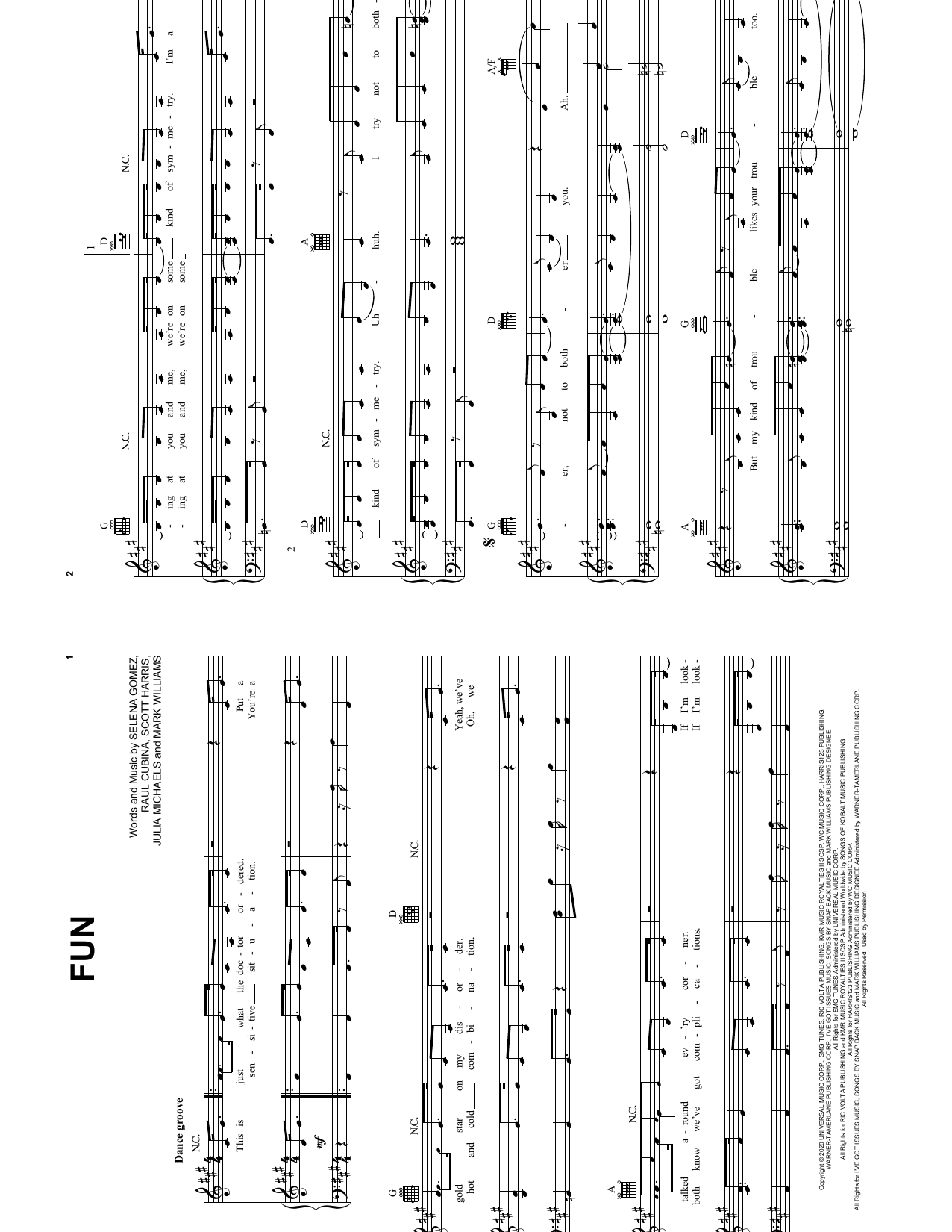 Selena Gomez Fun Sheet Music Notes & Chords for Piano, Vocal & Guitar (Right-Hand Melody) - Download or Print PDF