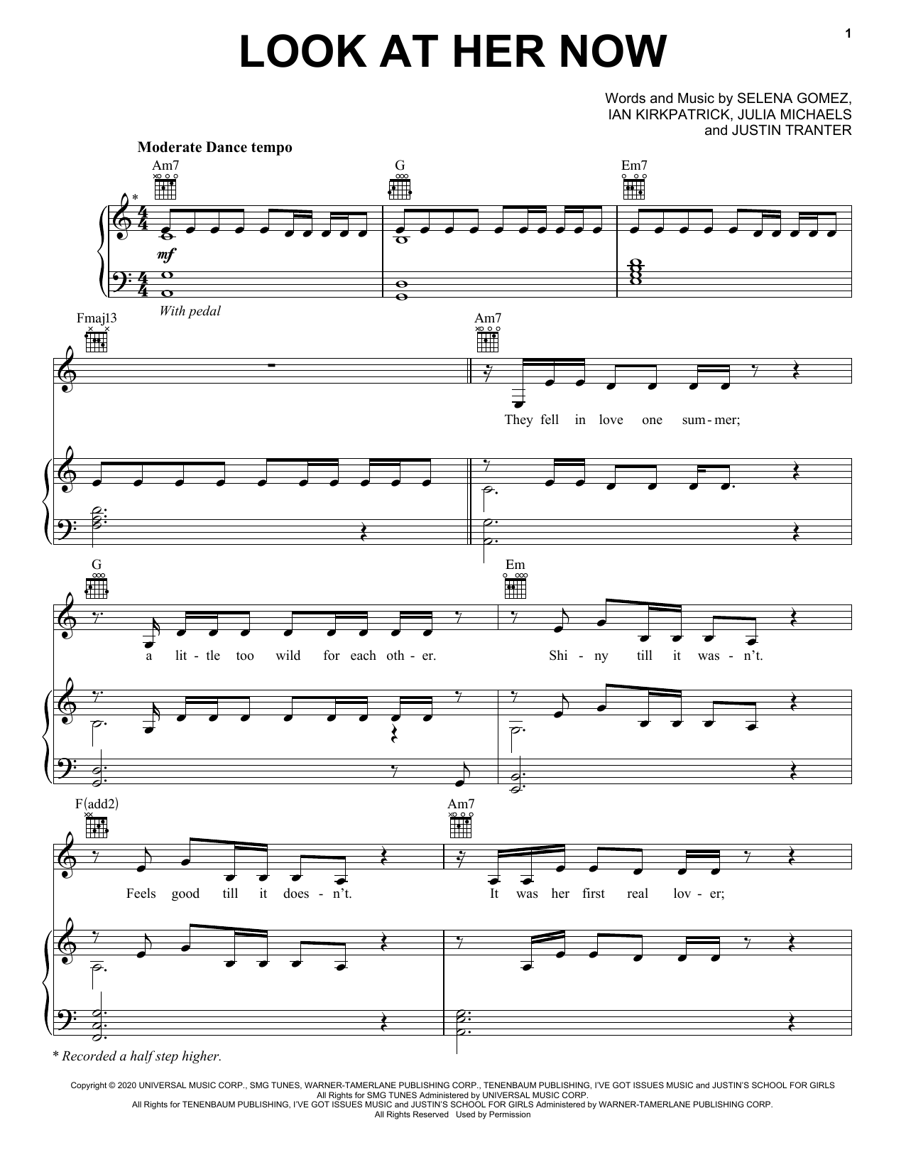 Selena Gomez Look At Her Now Sheet Music Notes & Chords for Piano, Vocal & Guitar (Right-Hand Melody) - Download or Print PDF Selena Gomez Look At Her Now Sheet Music Notes & Chords for Piano, Vocal & Guitar (Right-Hand Melody) - Download or Print PDF