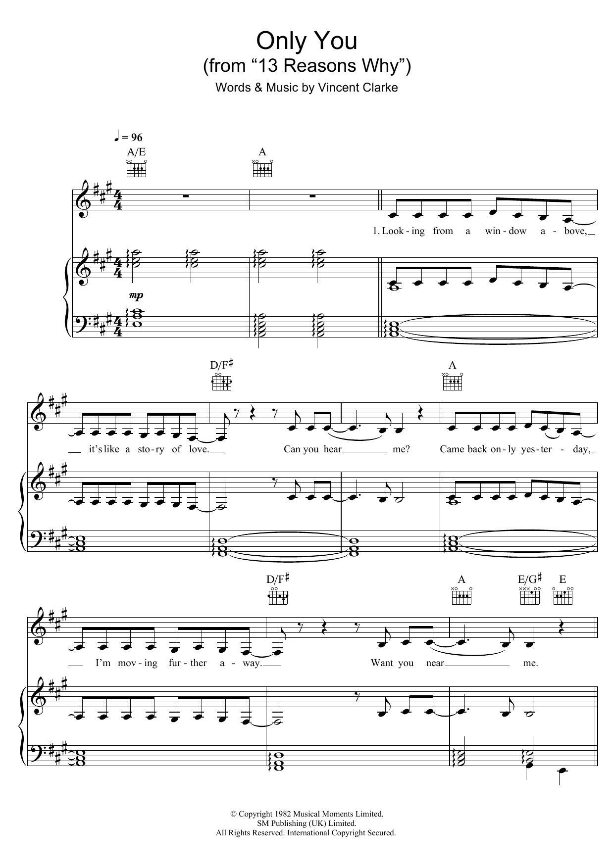 Selena Gomez Only You Sheet Music Notes & Chords for Piano, Vocal & Guitar (Right-Hand Melody) - Download or Print PDF