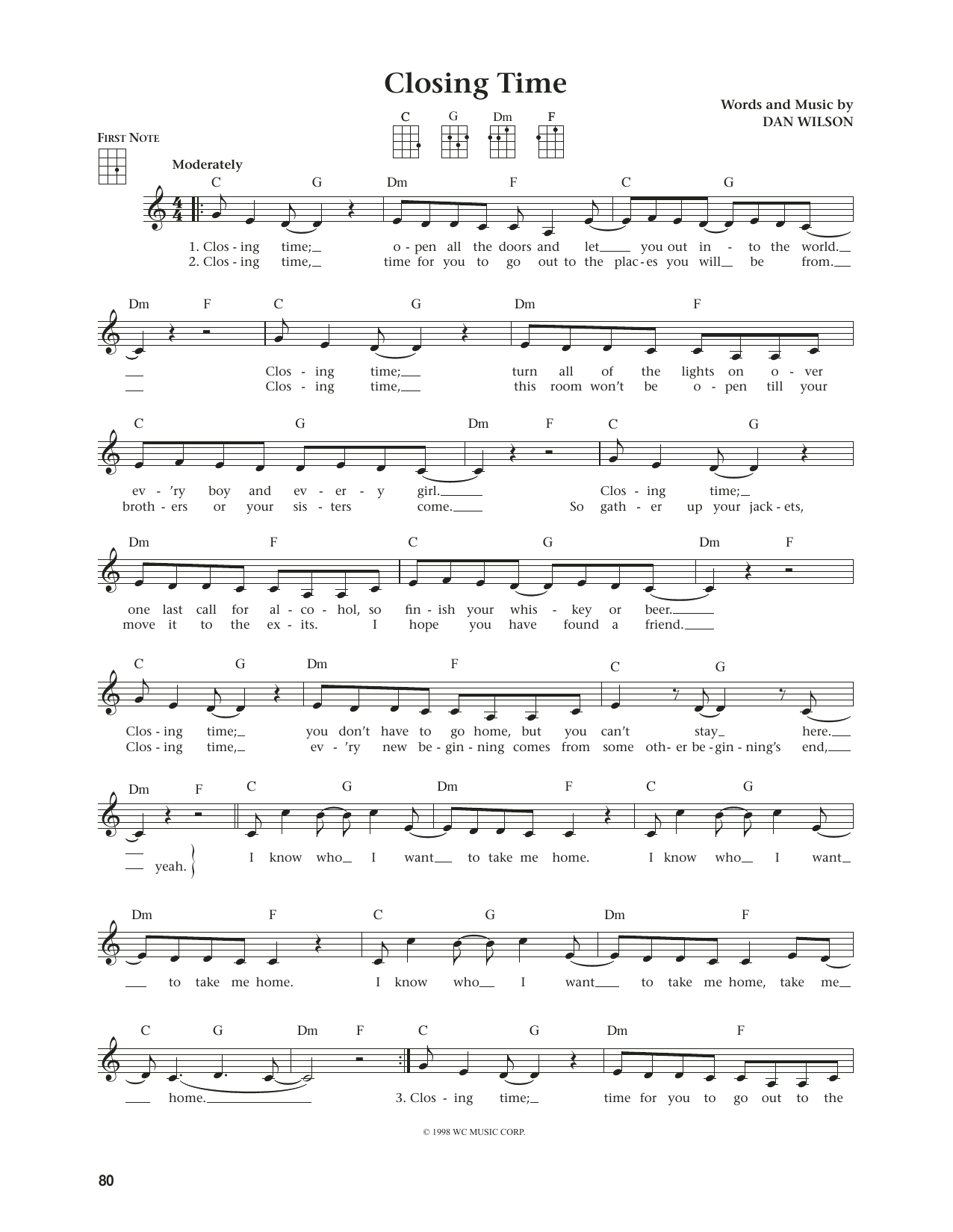 Semisonic Closing Time (from The Daily Ukulele) (arr. Jim Beloff) Sheet Music Notes & Chords for Ukulele - Download or Print PDF