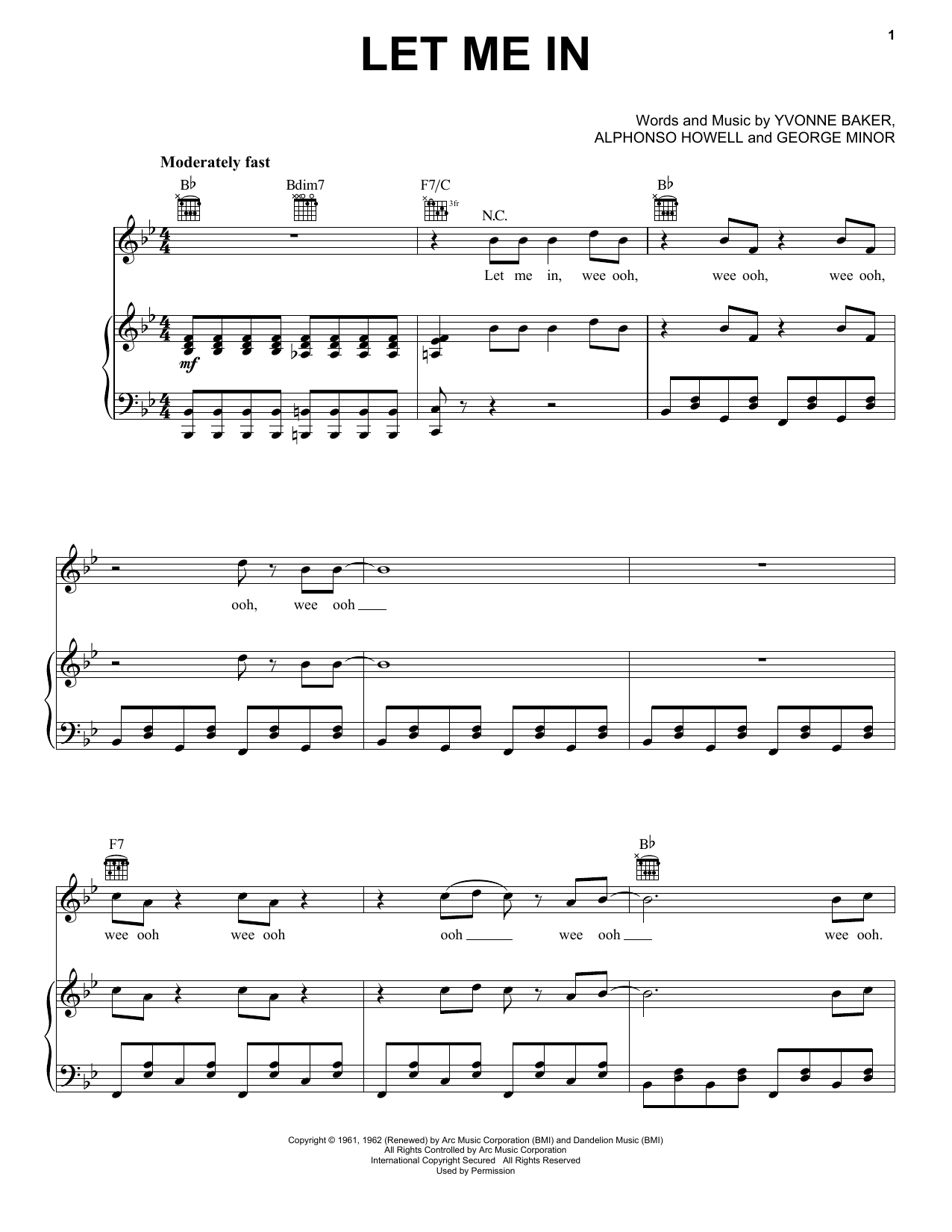 Sensations Let Me In Sheet Music Notes & Chords for Piano, Vocal & Guitar (Right-Hand Melody) - Download or Print PDF