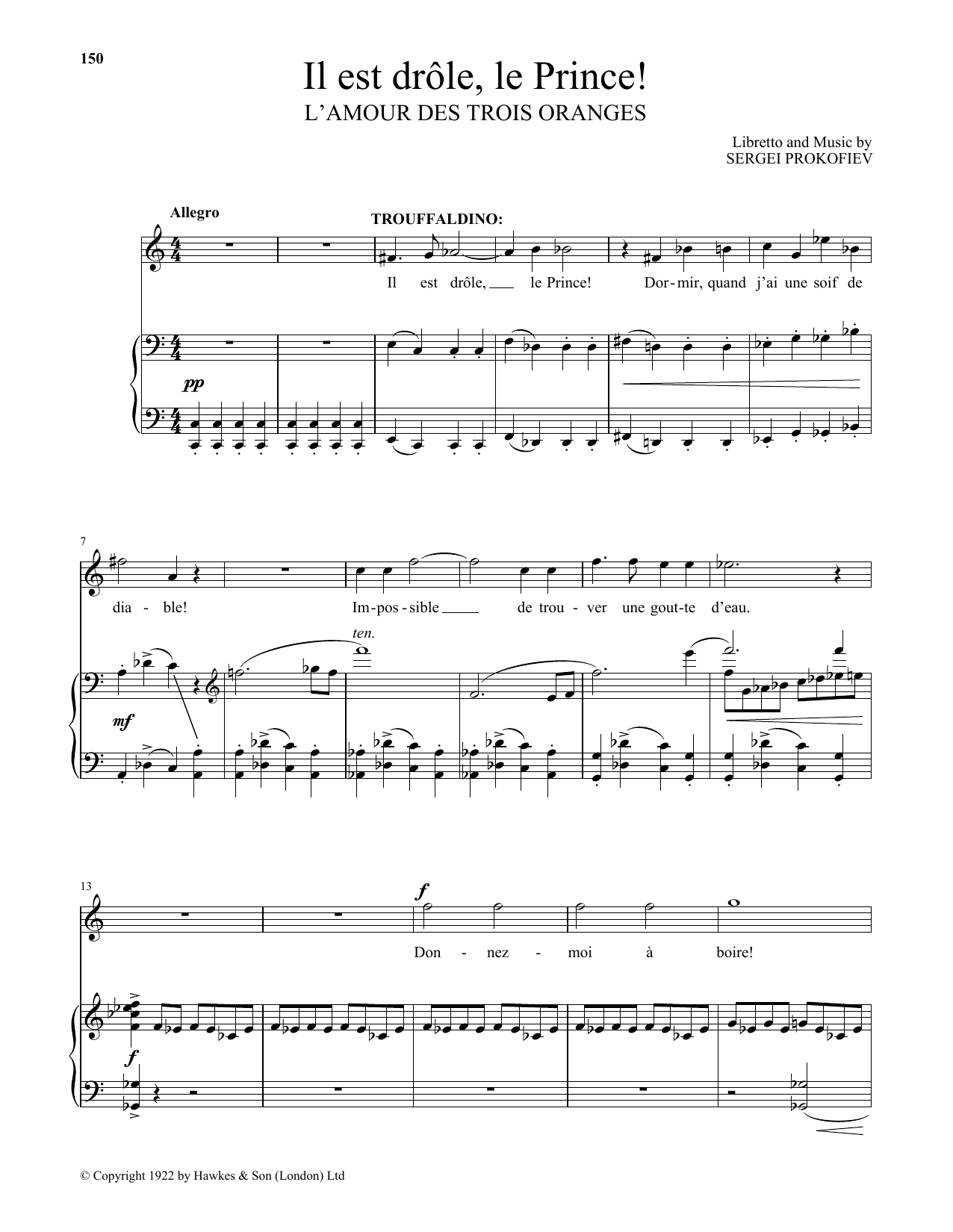 Sergei Prokofiev Il Est Drole, Le Prince! Sheet Music Notes & Chords for Piano & Vocal - Download or Print PDF