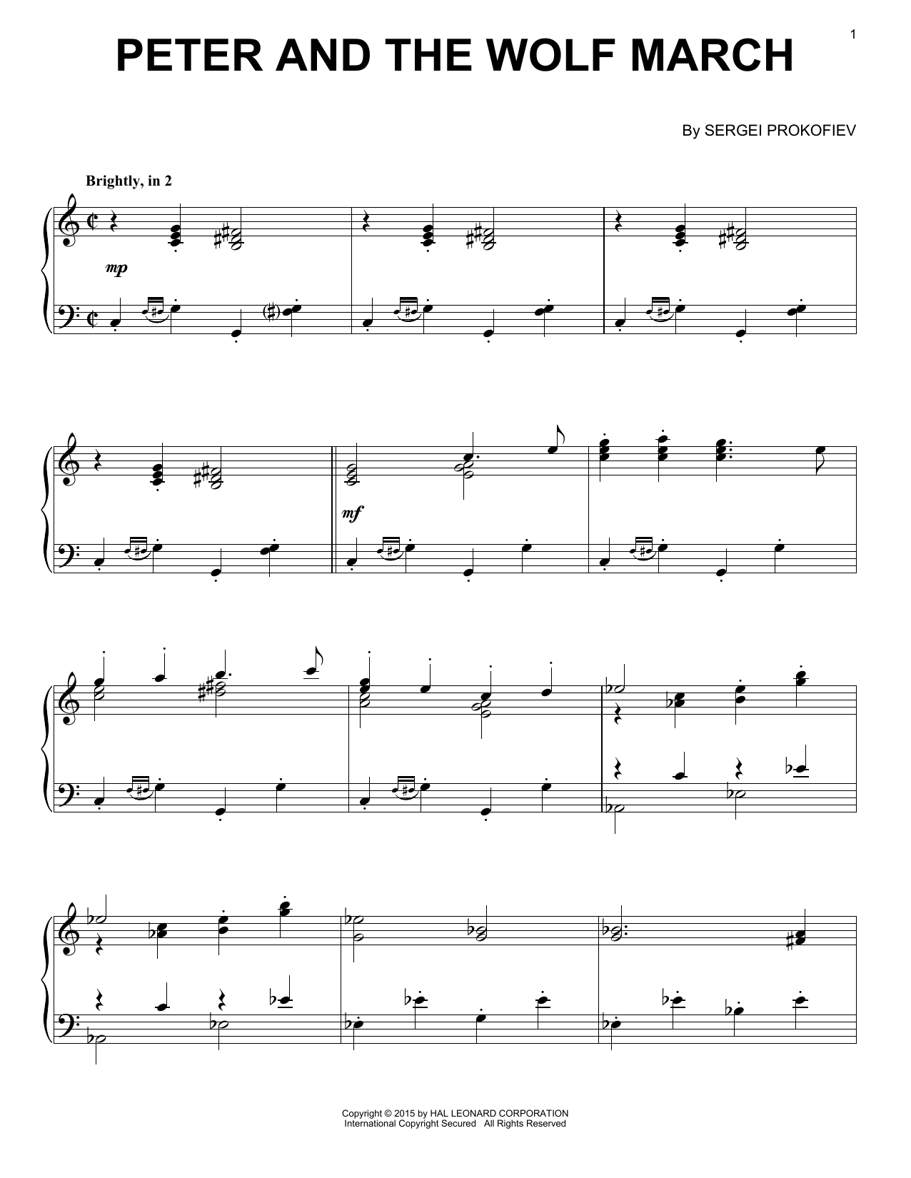 Sergei Prokofiev Peter And The Wolf March Sheet Music Notes & Chords for Piano - Download or Print PDF Sergei Prokofiev Peter And The Wolf March Sheet Music Notes & Chords for Piano - Download or Print PDF