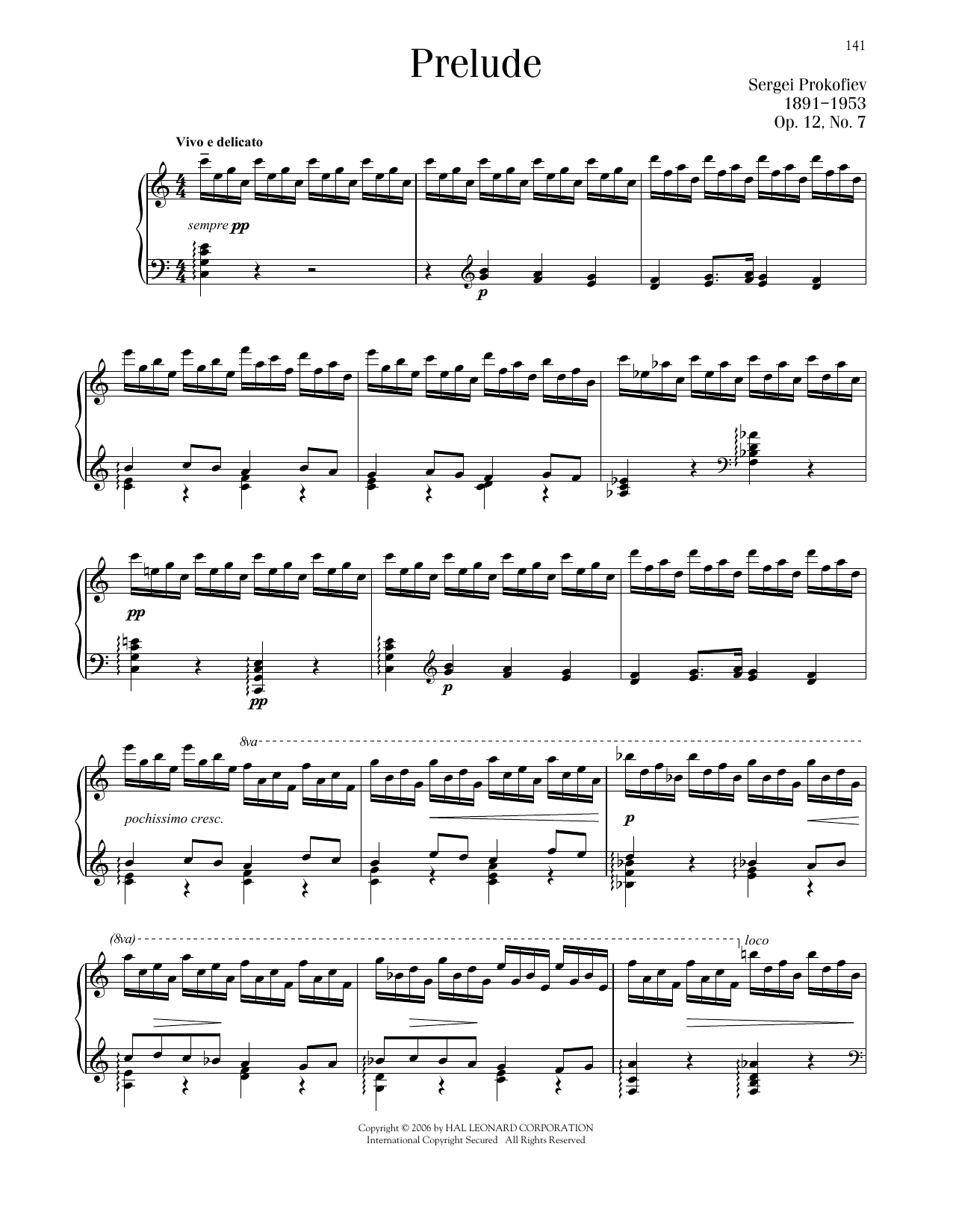 Sergei Prokofiev Prelude, Op. 12, No. 7 Sheet Music Notes & Chords for Piano Solo - Download or Print PDF