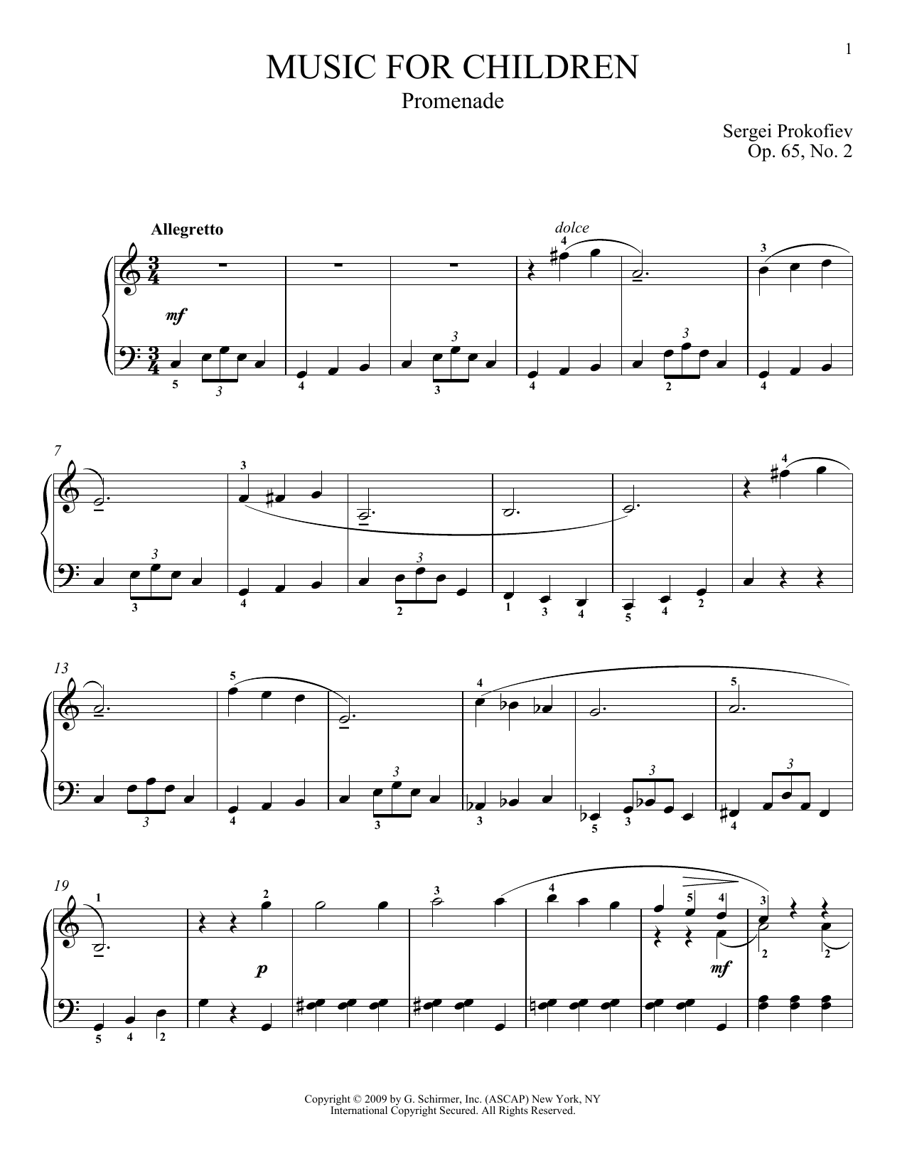 Sergei Prokofiev Promenade Sheet Music Notes & Chords for Piano - Download or Print PDF