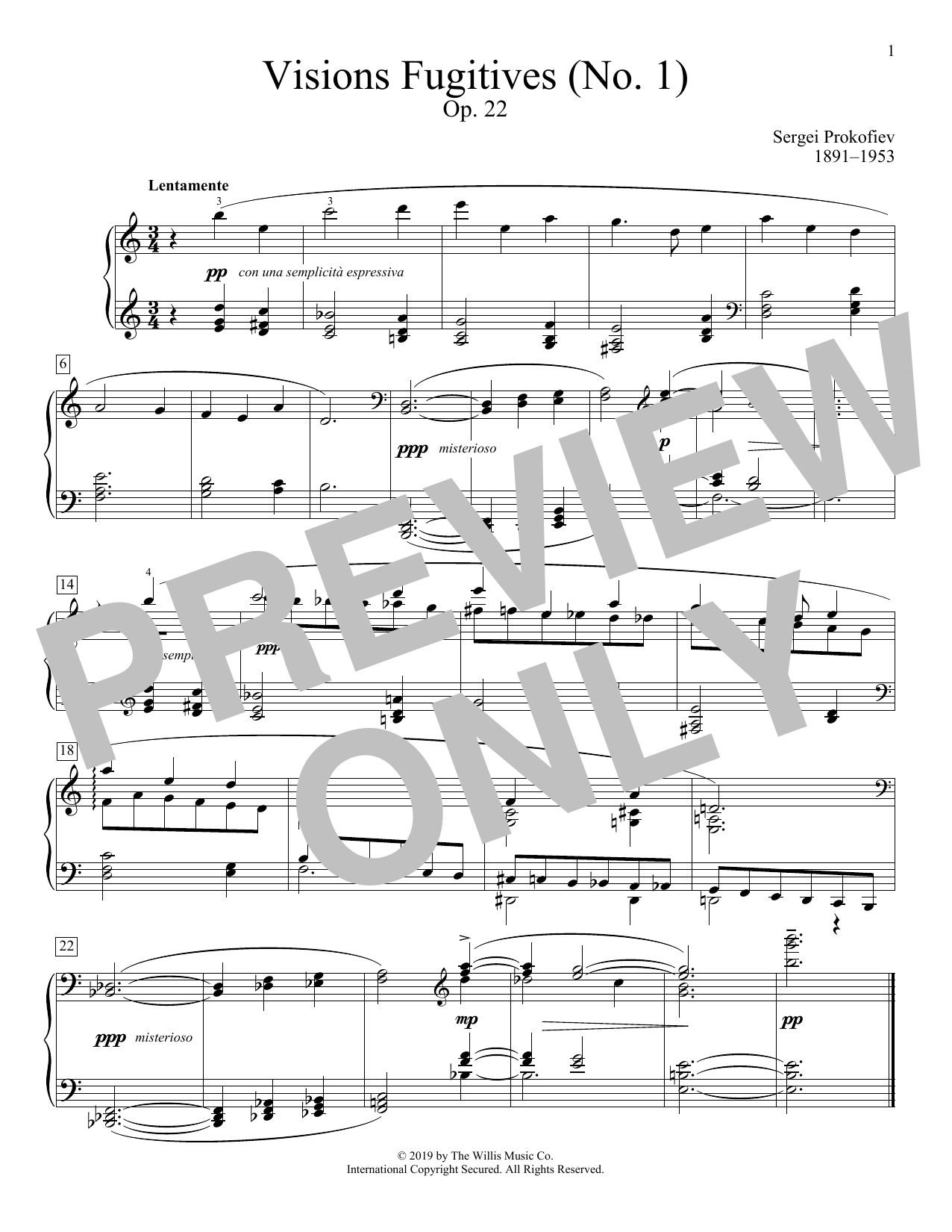 Sergei Prokofiev Visions Fugitives, Opus 22, No. 1 Sheet Music Notes & Chords for Educational Piano - Download or Print PDF