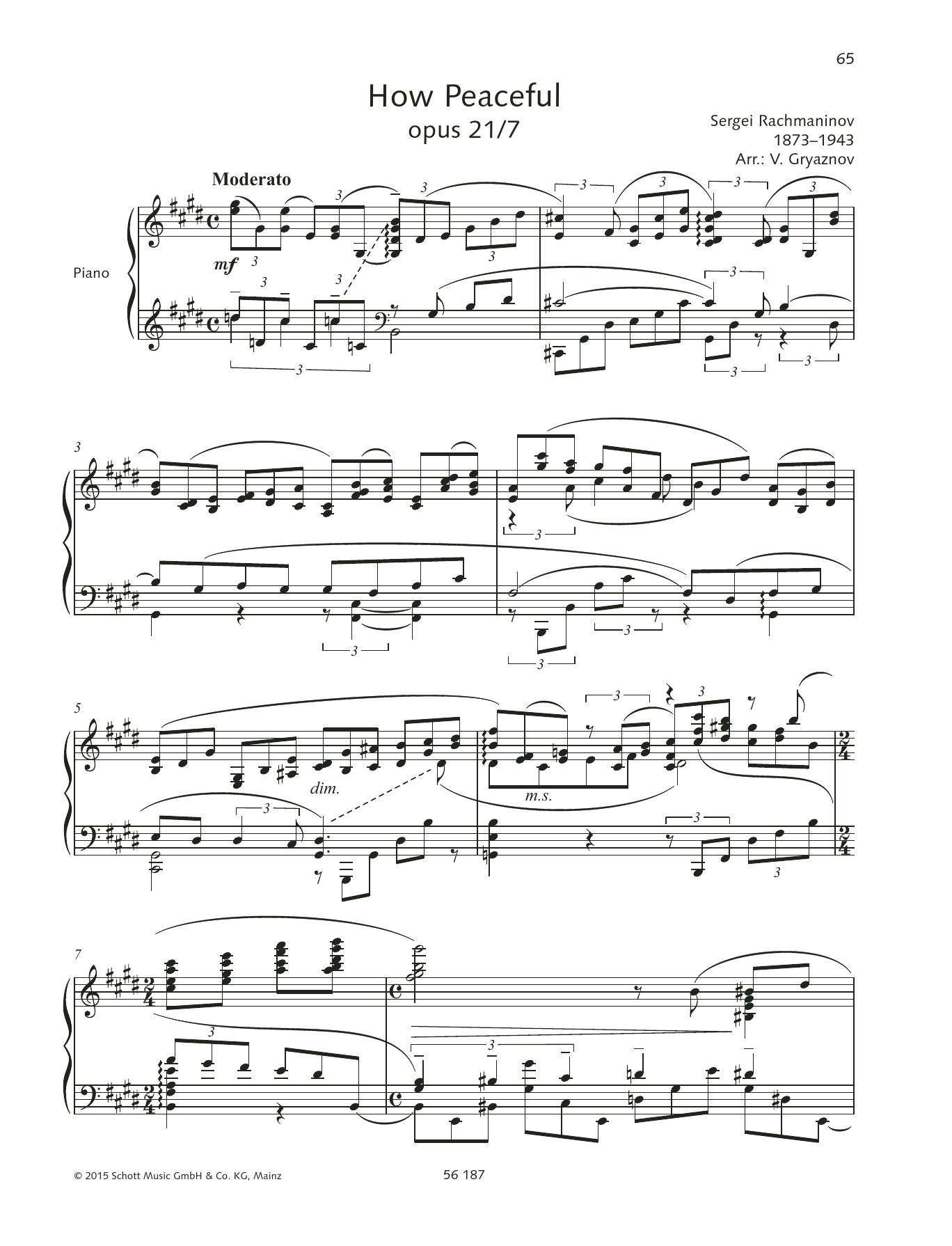 Sergei Rachmaninoff Hier ist es schön Sheet Music Notes & Chords for Piano Solo - Download or Print PDF