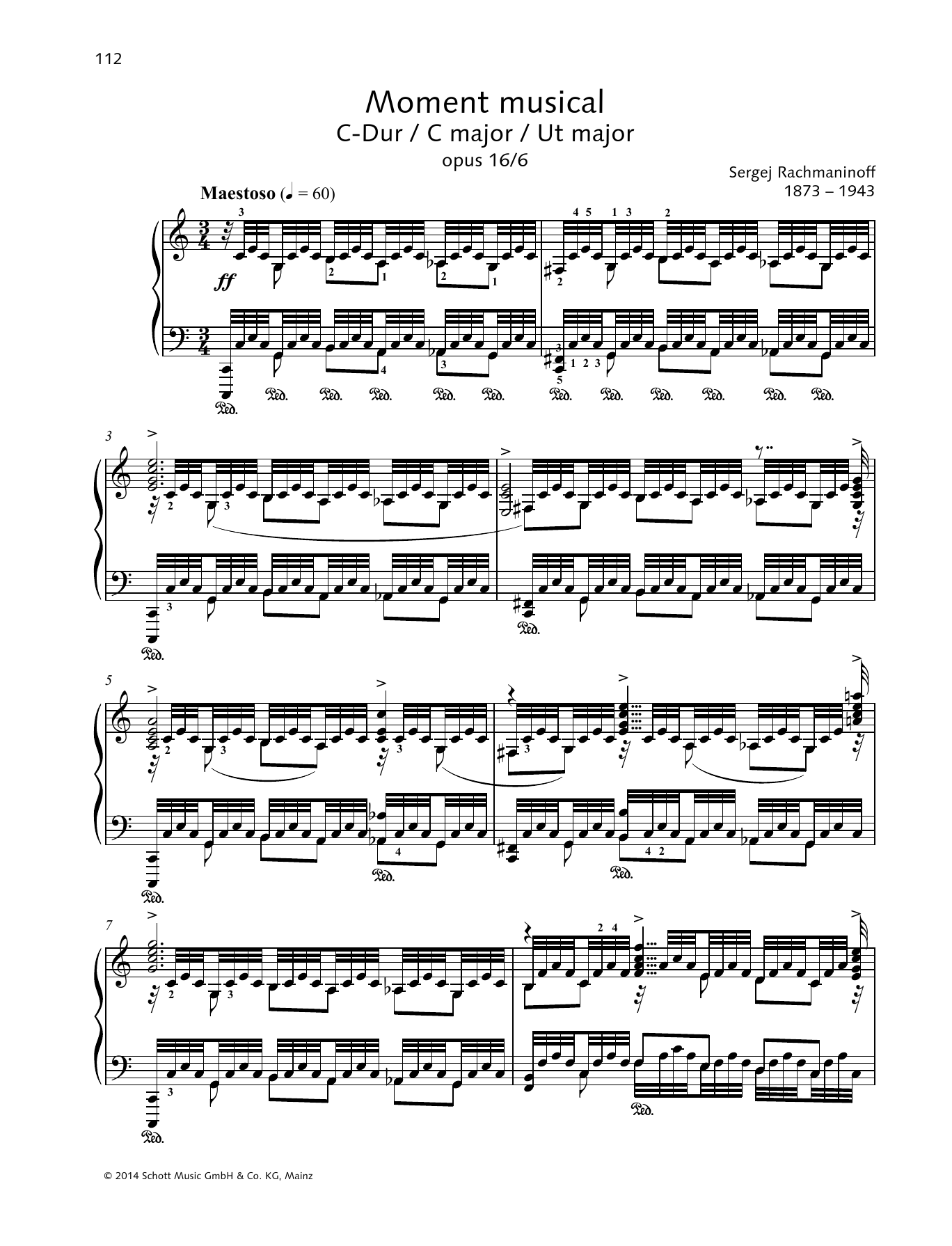 Sergei Rachmaninoff Moment Musical Sheet Music Notes & Chords for Piano Solo - Download or Print PDF
