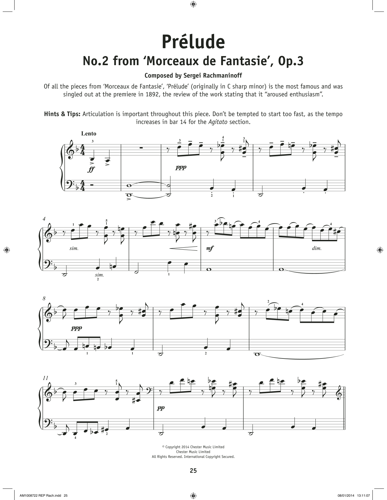 Sergei Rachmaninoff Morceaux De Fantaisie Opus 3 No. 2 Prelude In C# Minor Sheet Music Notes & Chords for Really Easy Piano - Download or Print PDF