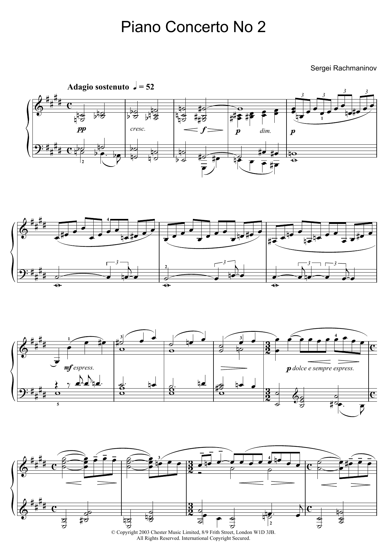 Sergei Rachmaninoff Piano Concerto No. 2 Sheet Music Notes & Chords for Easy Piano - Download or Print PDF
