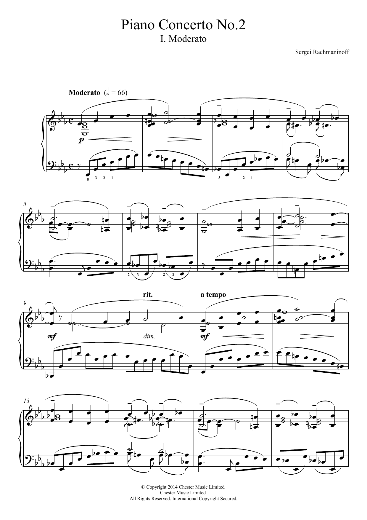 Sergei Rachmaninoff Piano Concerto No.2 - 1st Movement Sheet Music Notes & Chords for Piano - Download or Print PDF
