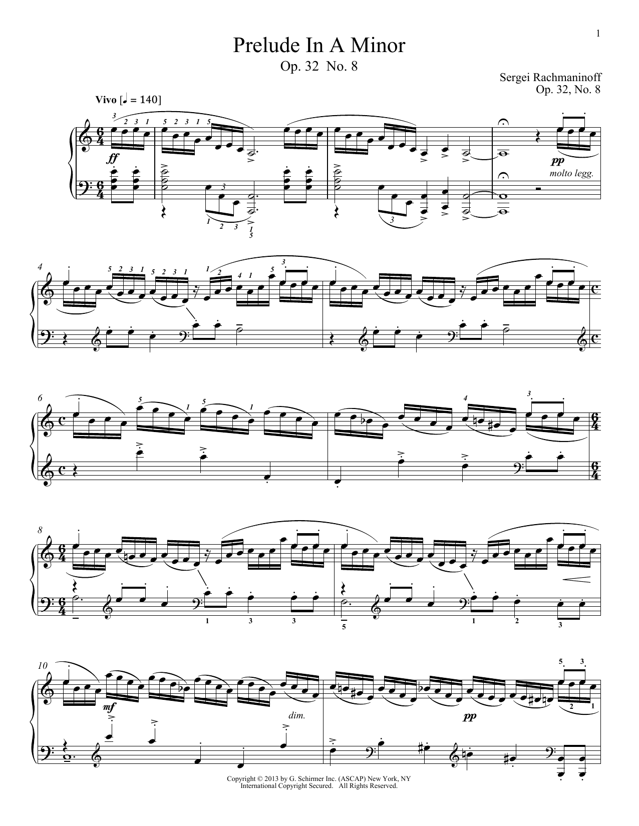 Alexandre Dossin Prelude In A Minor, Op. 32, No. 8 Sheet Music Notes & Chords for Piano - Download or Print PDF