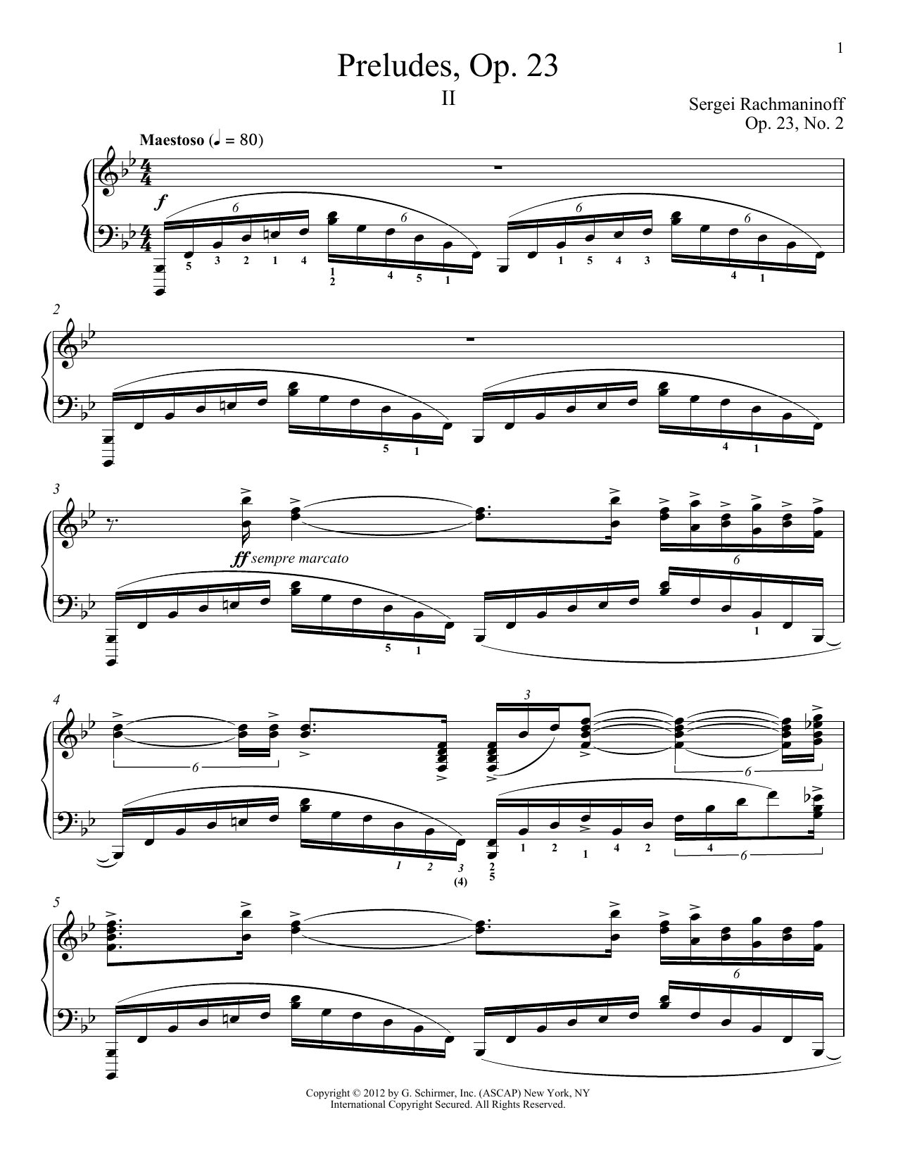 Sergei Rachmaninoff Prelude In B-Flat Major, Op. 23, No. 2 Sheet Music Notes & Chords for Piano - Download or Print PDF
