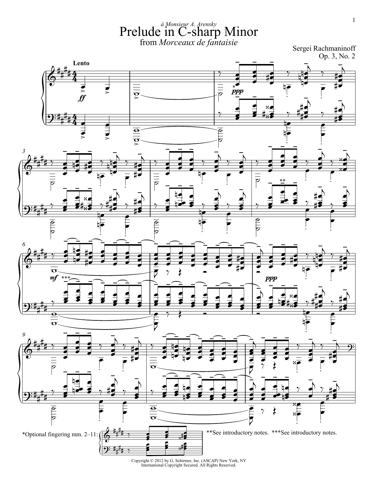 Sergei Rachmaninoff Prelude In C-Sharp Minor, Op. 3, No. 2 Sheet Music Notes & Chords for Piano Solo - Download or Print PDF