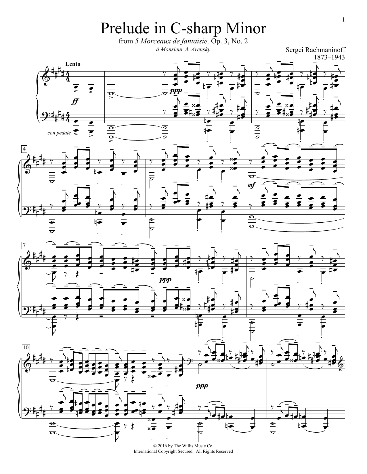 Sergei Rachmaninoff Prelude In C-Sharp Minor Sheet Music Notes & Chords for Educational Piano - Download or Print PDF
