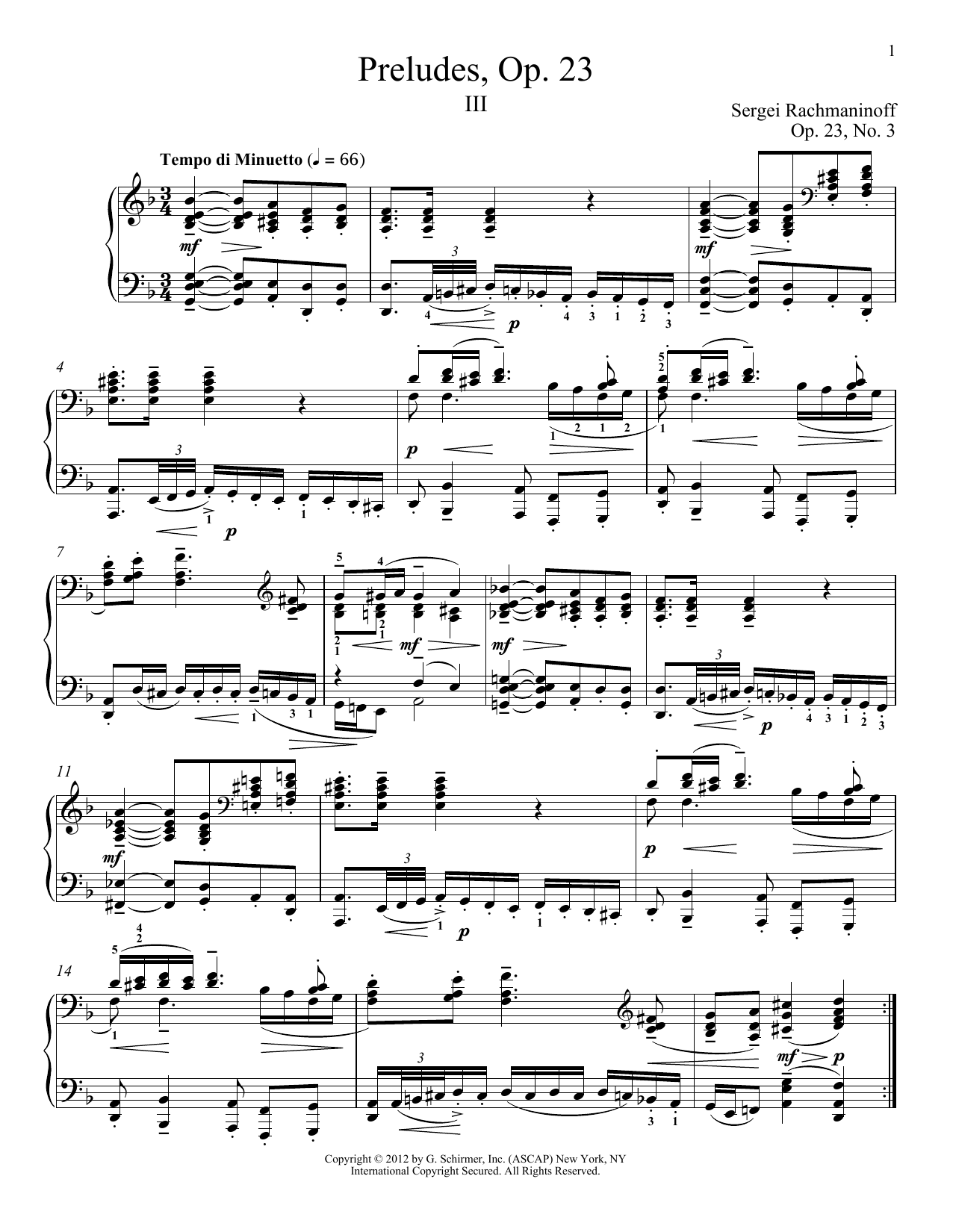 Sergei Rachmaninoff Prelude In D Minor, Op. 23, No. 3 Sheet Music Notes & Chords for Piano - Download or Print PDF