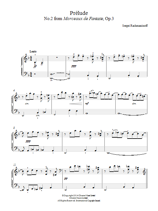 Sergei Rachmaninoff Prelude (No.2 from Morceaux de Fantasie, Op.3) Sheet Music Notes & Chords for Easy Piano - Download or Print PDF