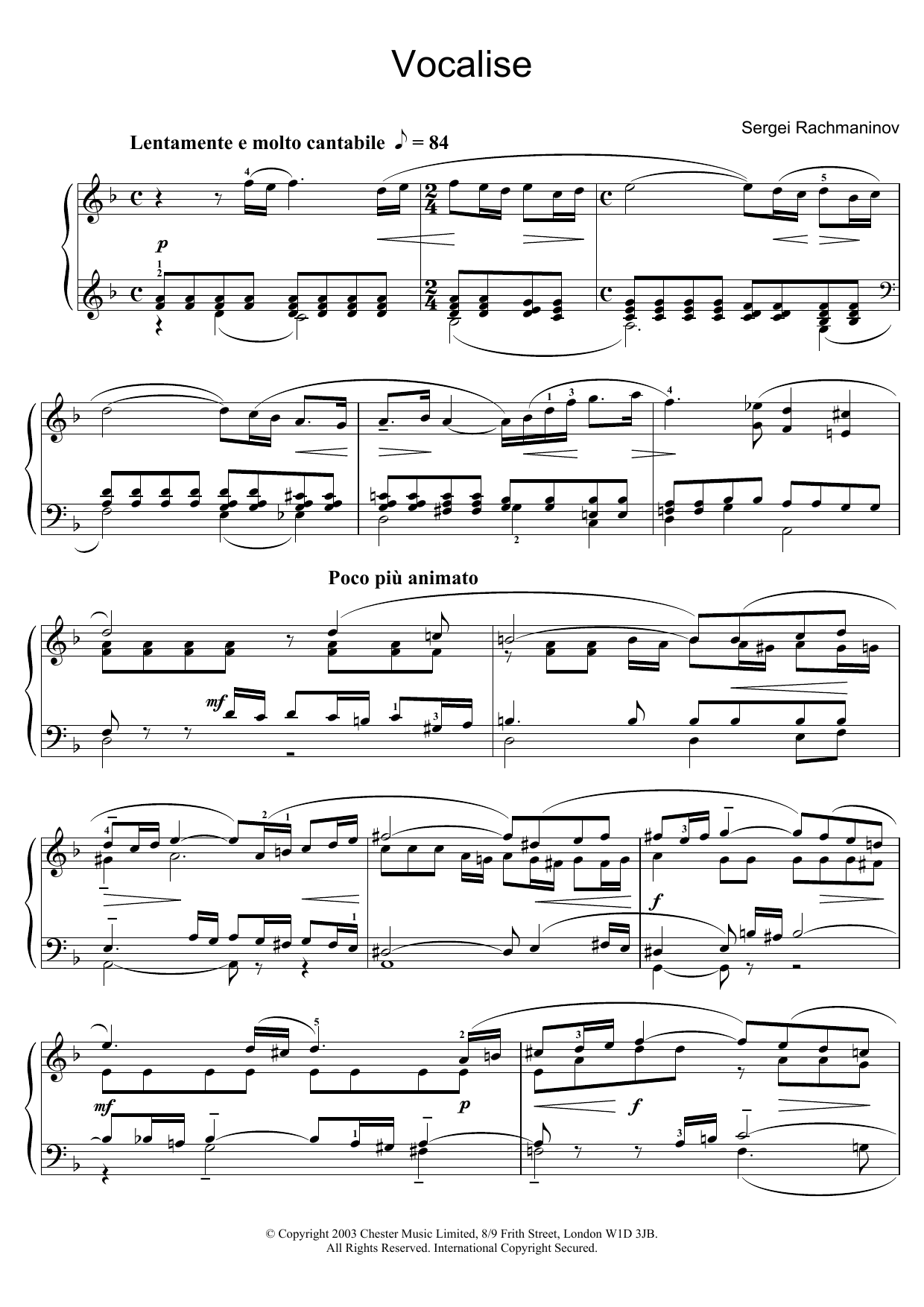 Sergei Rachmaninoff Vocalise Sheet Music Notes & Chords for String Solo - Download or Print PDF