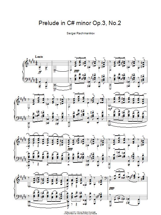 Sergei Rachmaninov Prelude In C# Minor Op.3 No.2 Sheet Music Notes & Chords for Piano - Download or Print PDF