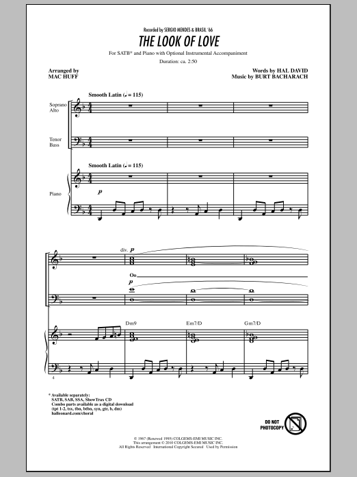 Mac Huff The Look Of Love Sheet Music Notes & Chords for SATB - Download or Print PDF