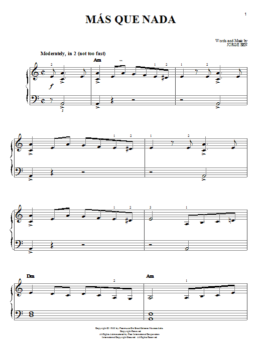 Sergio Mendes Mas Que Nada Sheet Music Notes & Chords for Flute - Download or Print PDF