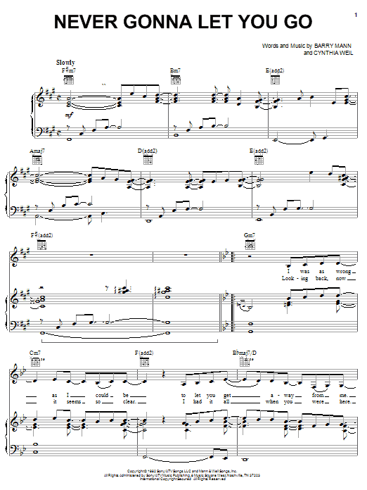 Sergio Mendes Never Gonna Let You Go Sheet Music Notes & Chords for Piano, Vocal & Guitar (Right-Hand Melody) - Download or Print PDF
