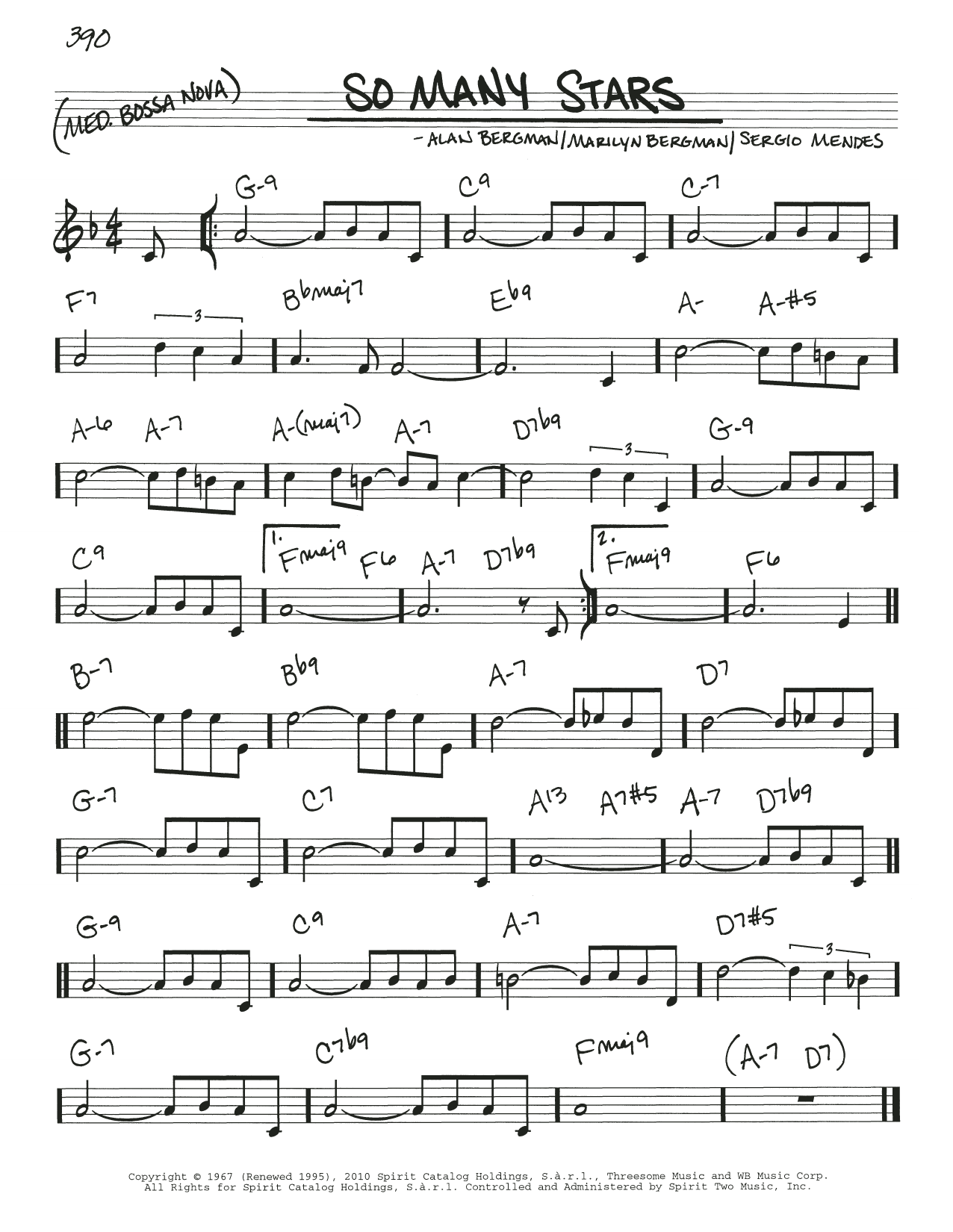 Sergio Mendes So Many Stars Sheet Music Notes & Chords for Real Book – Melody & Chords - Download or Print PDF