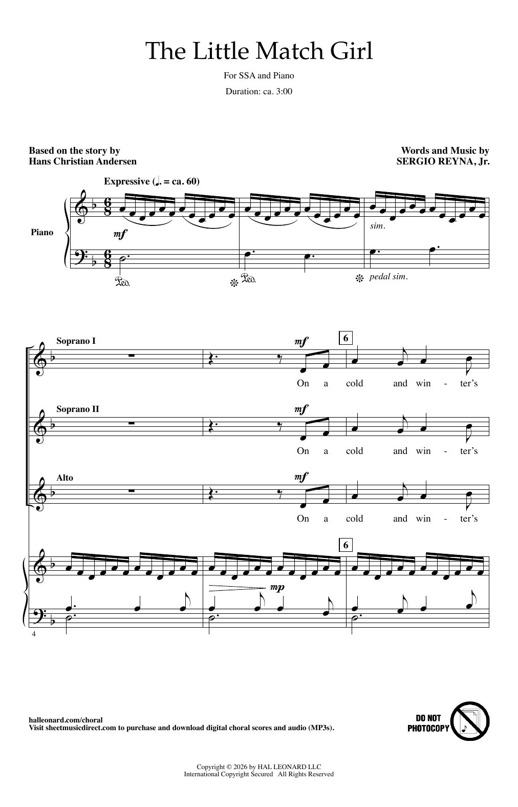 Sergio Reyna, Jr. The Little Match Girl Sheet Music Notes & Chords for SSA Choir - Download or Print PDF