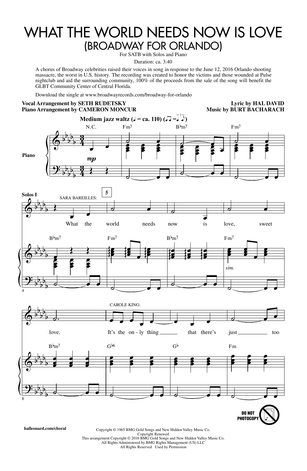 Seth Rudetsky What The World Needs Now Is Love Sheet Music Notes & Chords for SATB - Download or Print PDF