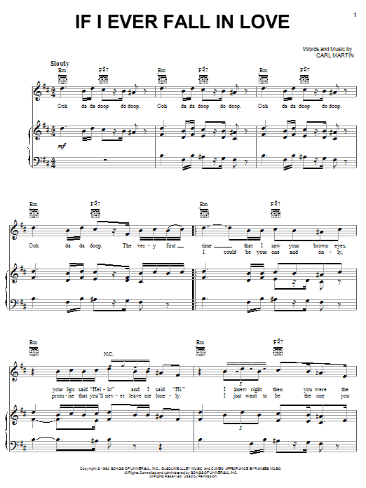Shai If I Ever Fall In Love Sheet Music Notes & Chords for Piano, Vocal & Guitar (Right-Hand Melody) - Download or Print PDF
