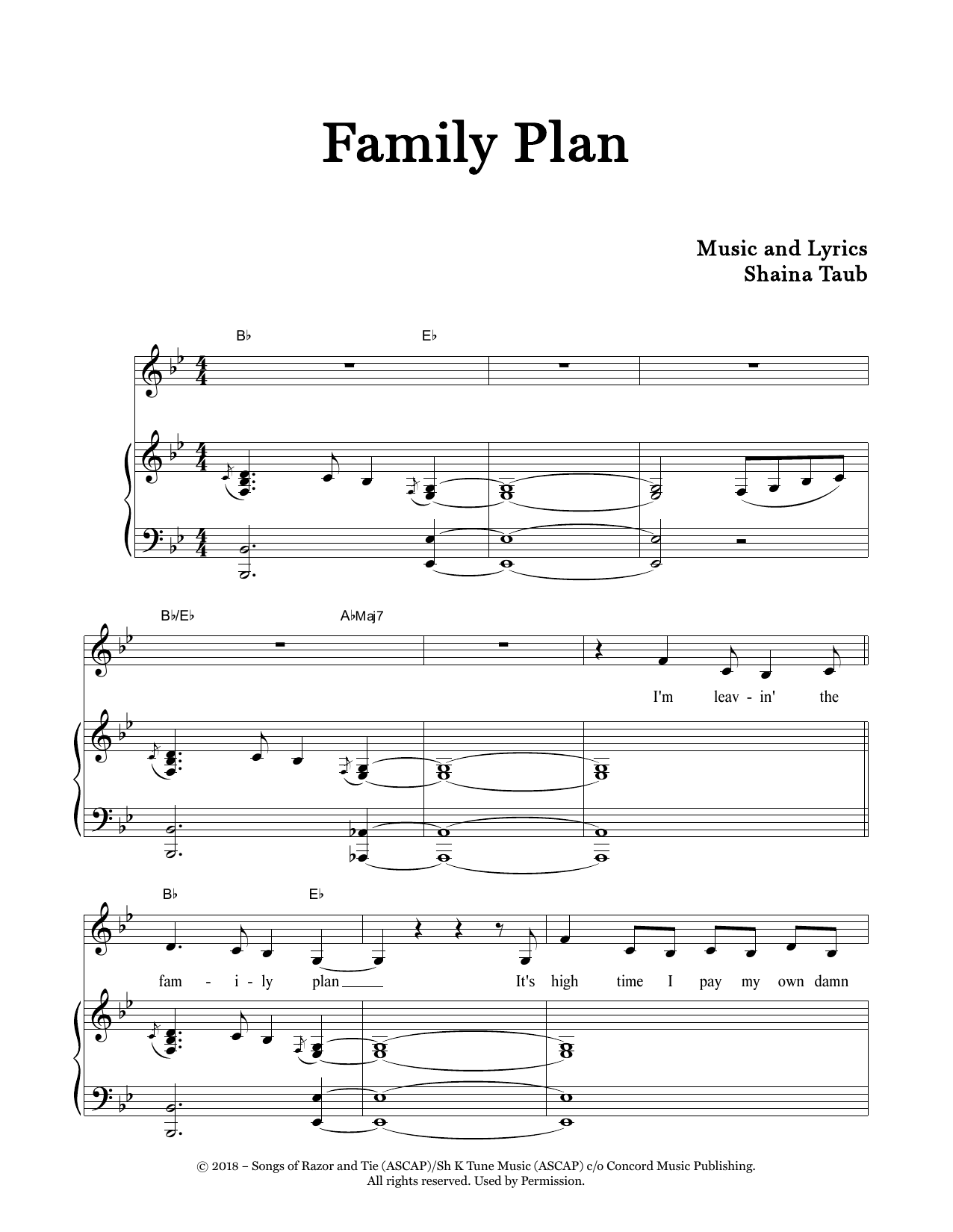 Shaina Taub Family Plan Sheet Music Notes & Chords for Piano & Vocal - Download or Print PDF