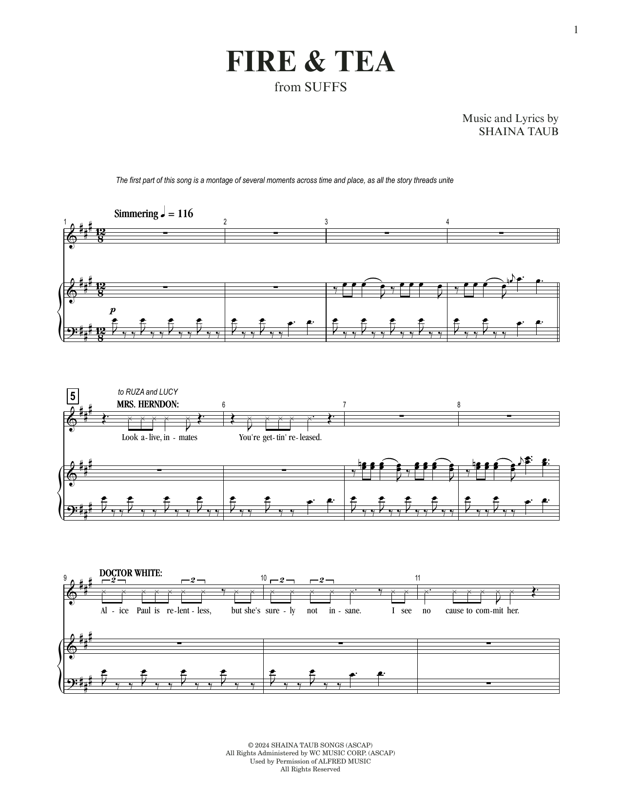 Shaina Taub Fire & Tea (from Suffs) Sheet Music Notes & Chords for Piano & Vocal - Download or Print PDF