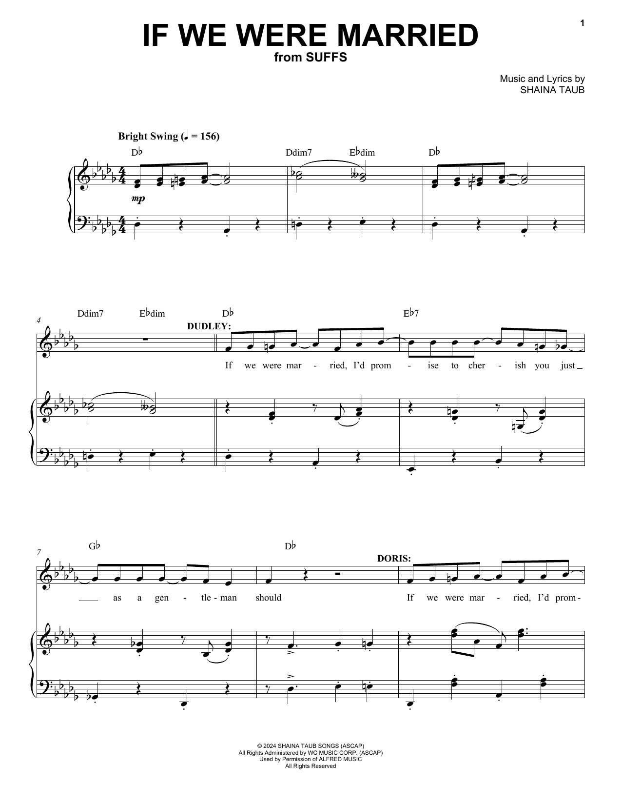 Shaina Taub If We Were Married (from Suffs) Sheet Music Notes & Chords for Piano & Vocal - Download or Print PDF