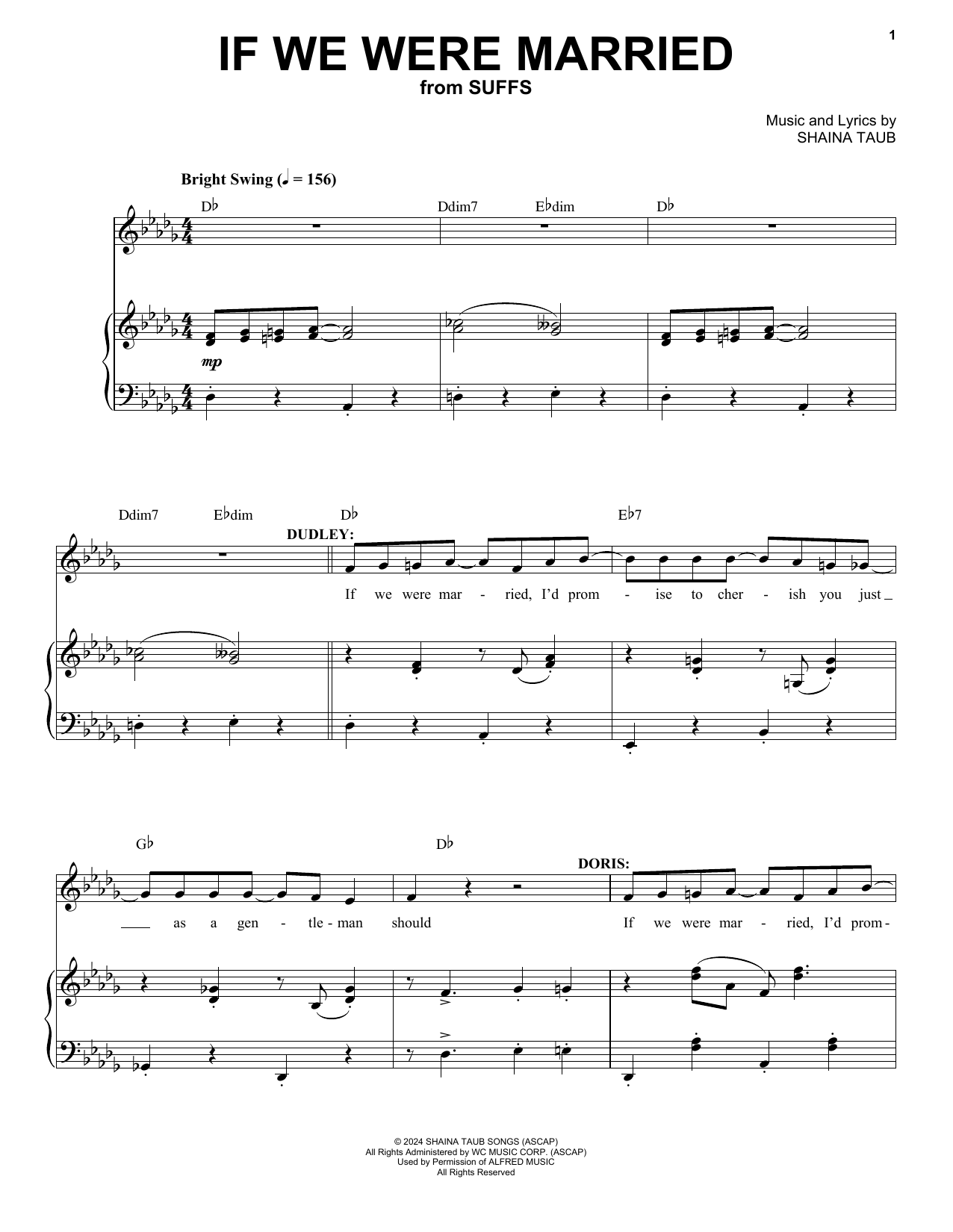 Shaina Taub If We Were Married (from Suffs) Sheet Music Notes & Chords for Piano & Vocal - Download or Print PDF