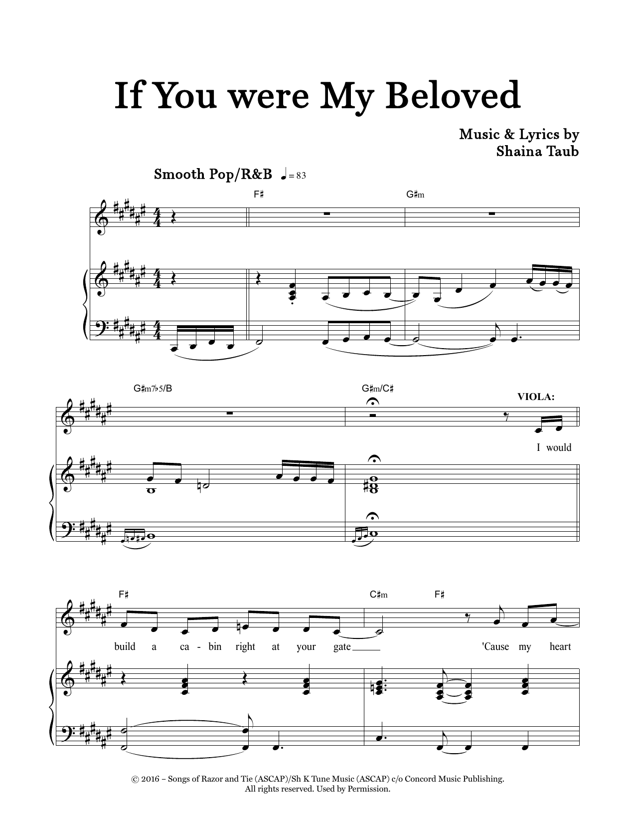 Shaina Taub If You Were My Beloved (from Twelfth Night) Sheet Music Notes & Chords for Piano & Vocal - Download or Print PDF