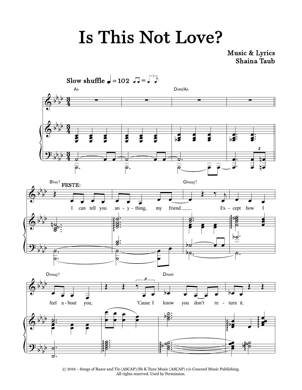 Shaina Taub Is This Not Love? (from Twelfth Night) Sheet Music Notes & Chords for Piano & Vocal - Download or Print PDF