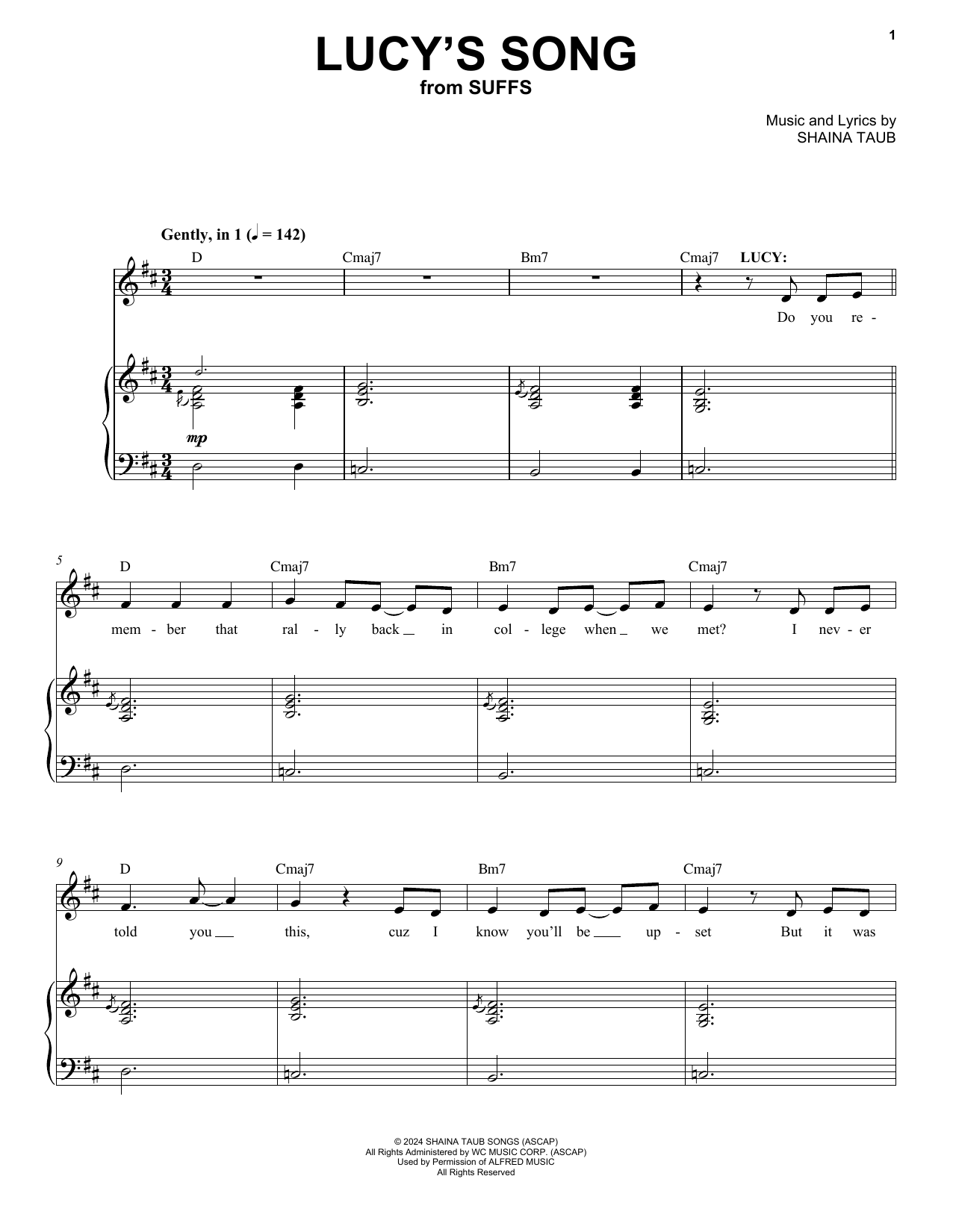 Shaina Taub Lucy's Song (from Suffs) Sheet Music Notes & Chords for Piano & Vocal - Download or Print PDF