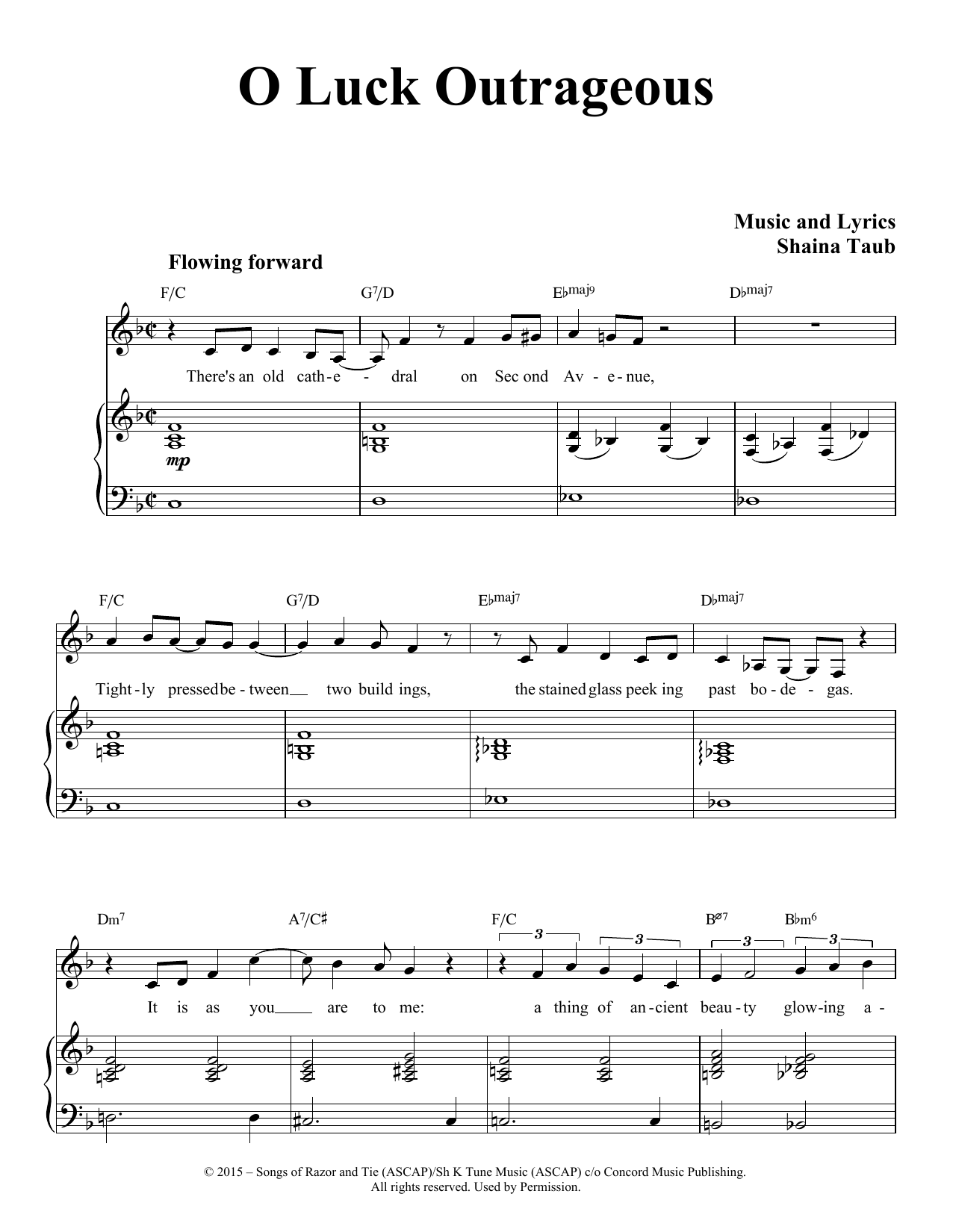 Shaina Taub O Luck Outrageous Sheet Music Notes & Chords for Piano & Vocal - Download or Print PDF