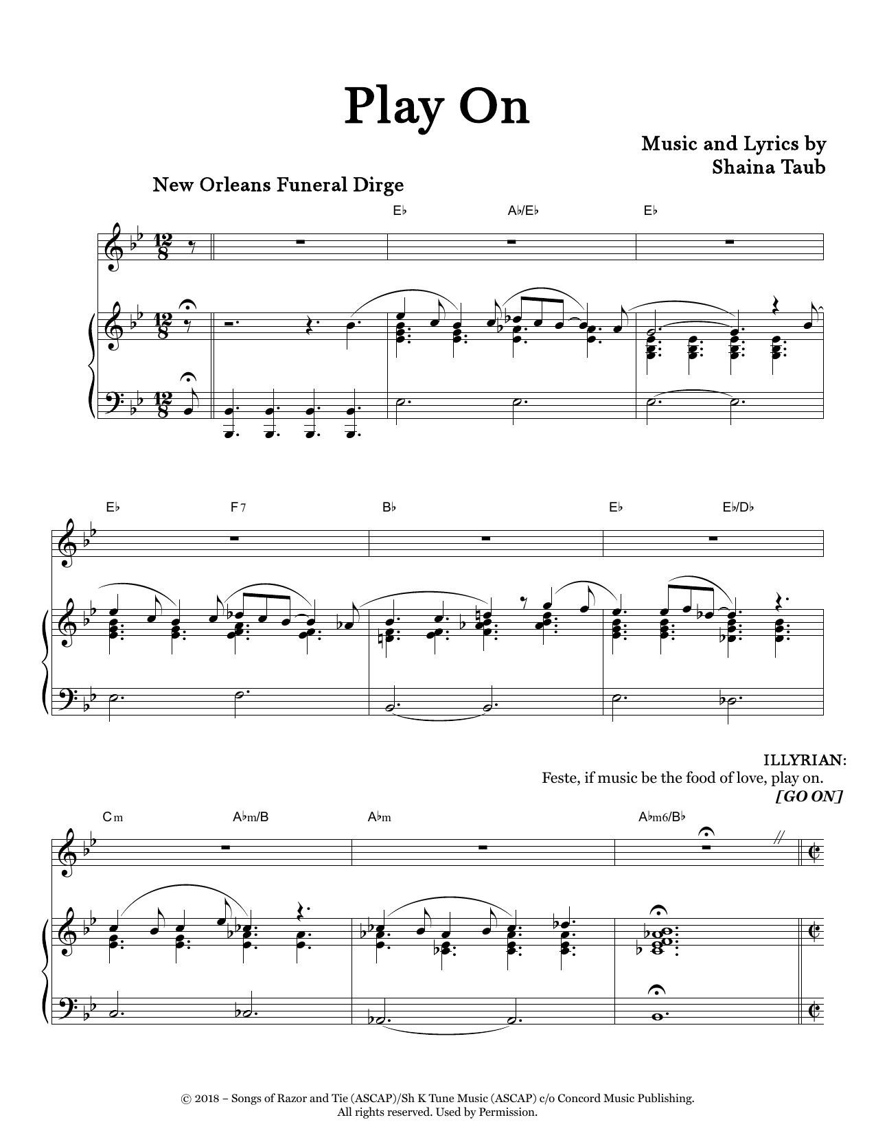 Shaina Taub Play On (from Twelfth Night) Sheet Music Notes & Chords for Piano & Vocal - Download or Print PDF