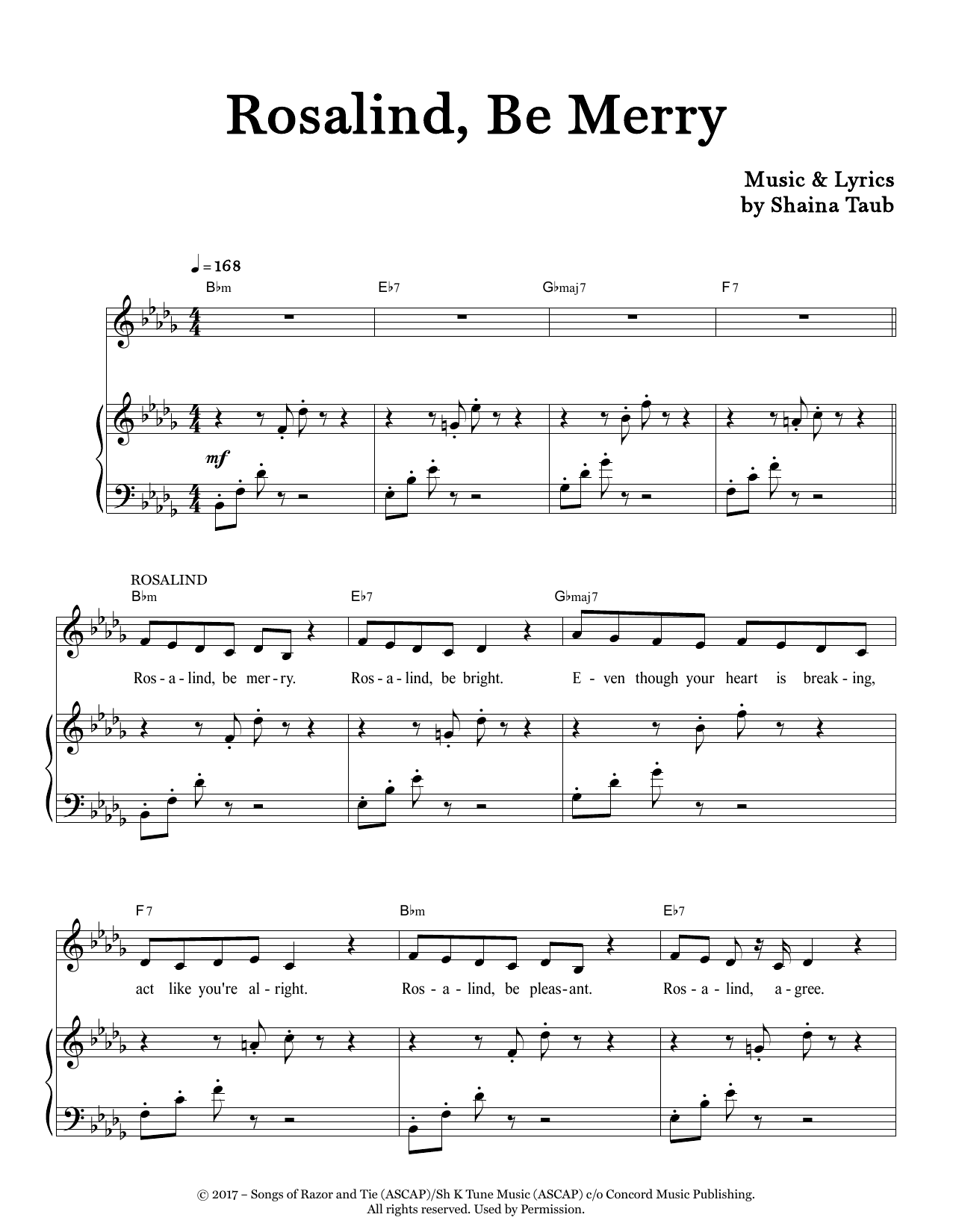 Shaina Taub Rosalind, Be Merry (from As You Like It) Sheet Music Notes & Chords for Piano & Vocal - Download or Print PDF