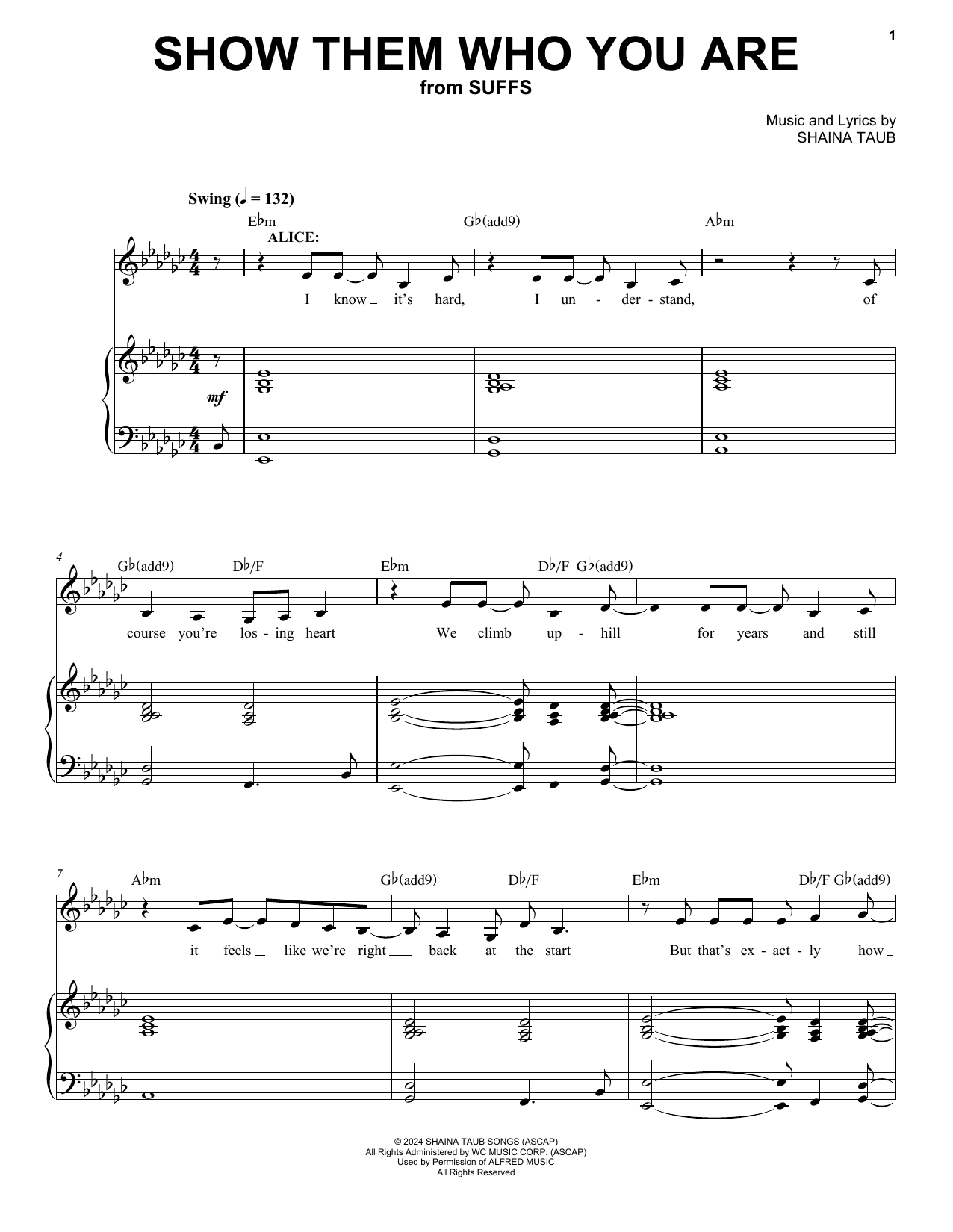 Shaina Taub Show Them Who You Are (from Suffs) Sheet Music Notes & Chords for Piano & Vocal - Download or Print PDF