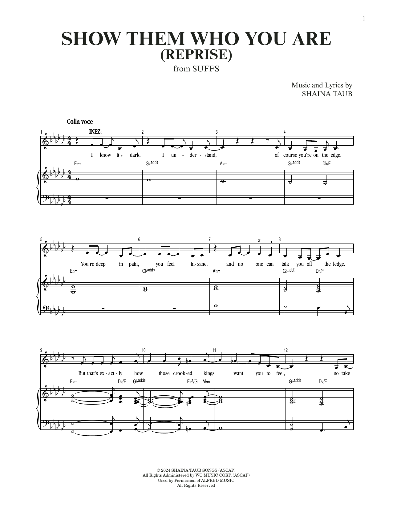 Shaina Taub Show Them Who You Are (Reprise) (from Suffs) Sheet Music Notes & Chords for Piano & Vocal - Download or Print PDF