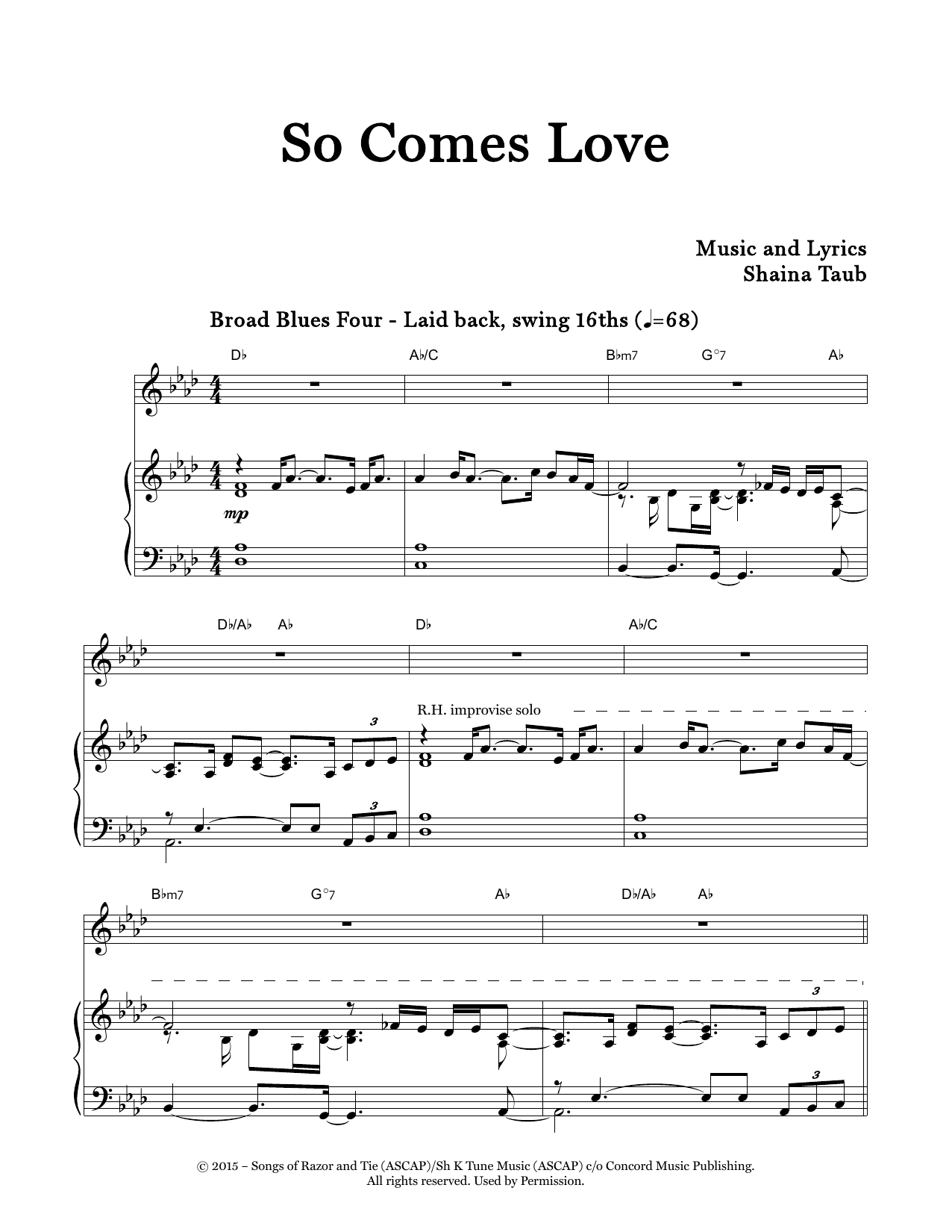 Shaina Taub Trio So Comes Love Sheet Music Notes & Chords for Piano & Vocal - Download or Print PDF