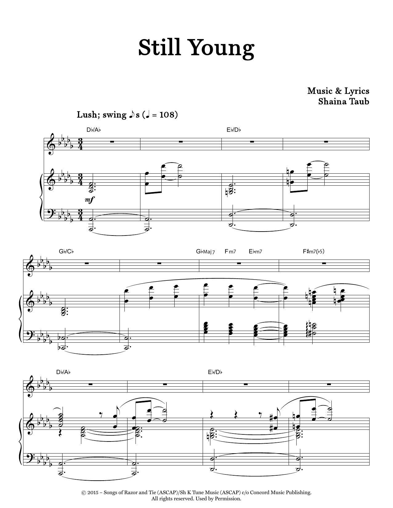 Shaina Taub Still Young Sheet Music Notes & Chords for Piano & Vocal - Download or Print PDF